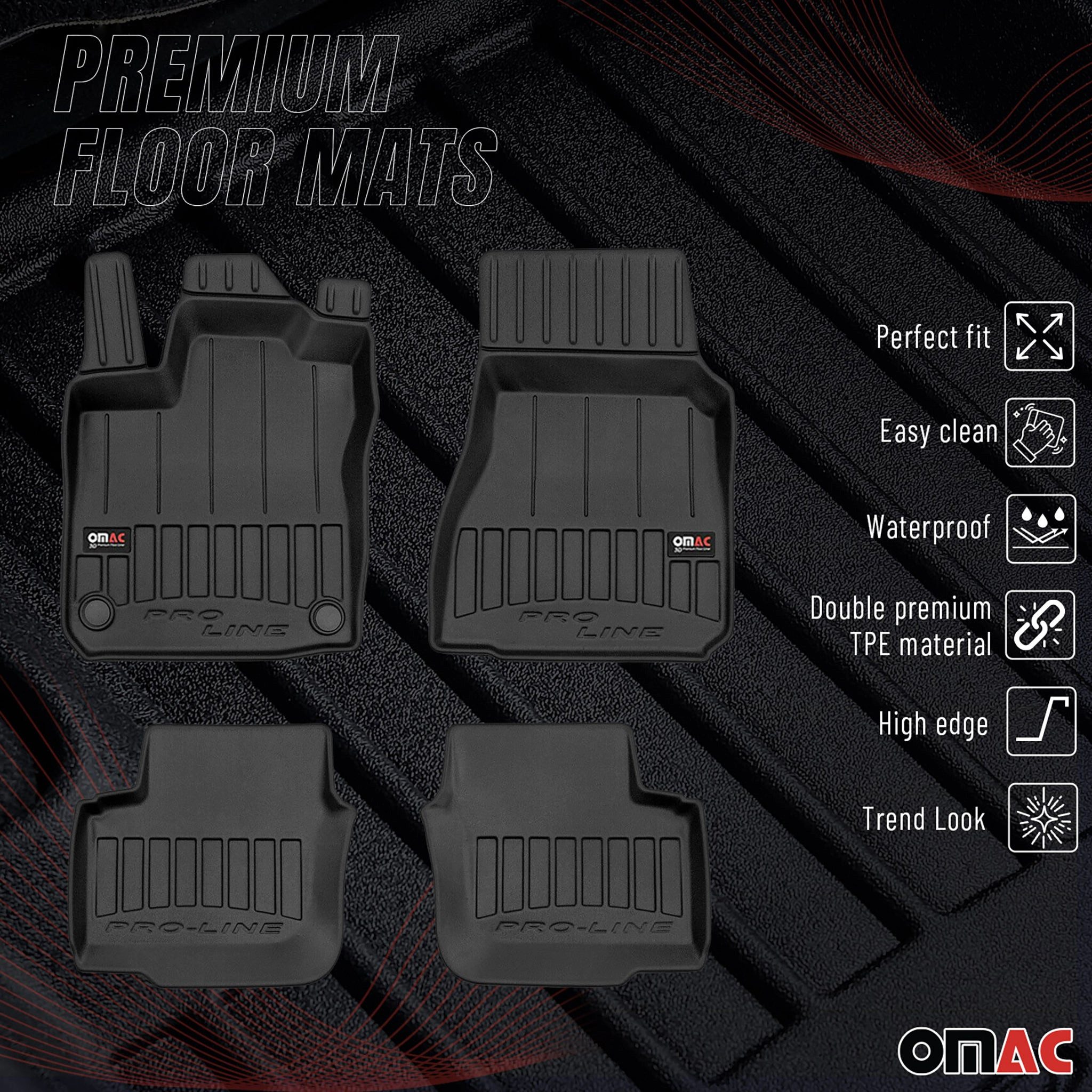 OMAC Auto-Fußmatten für Smart Forfour 2014-2025 Passform Premium 3D TPE (4 St), für Smart Forfour 2014-2025 Smart Forfour 2014-2025, Antirutsch,Wasserfest,Einfache Installation