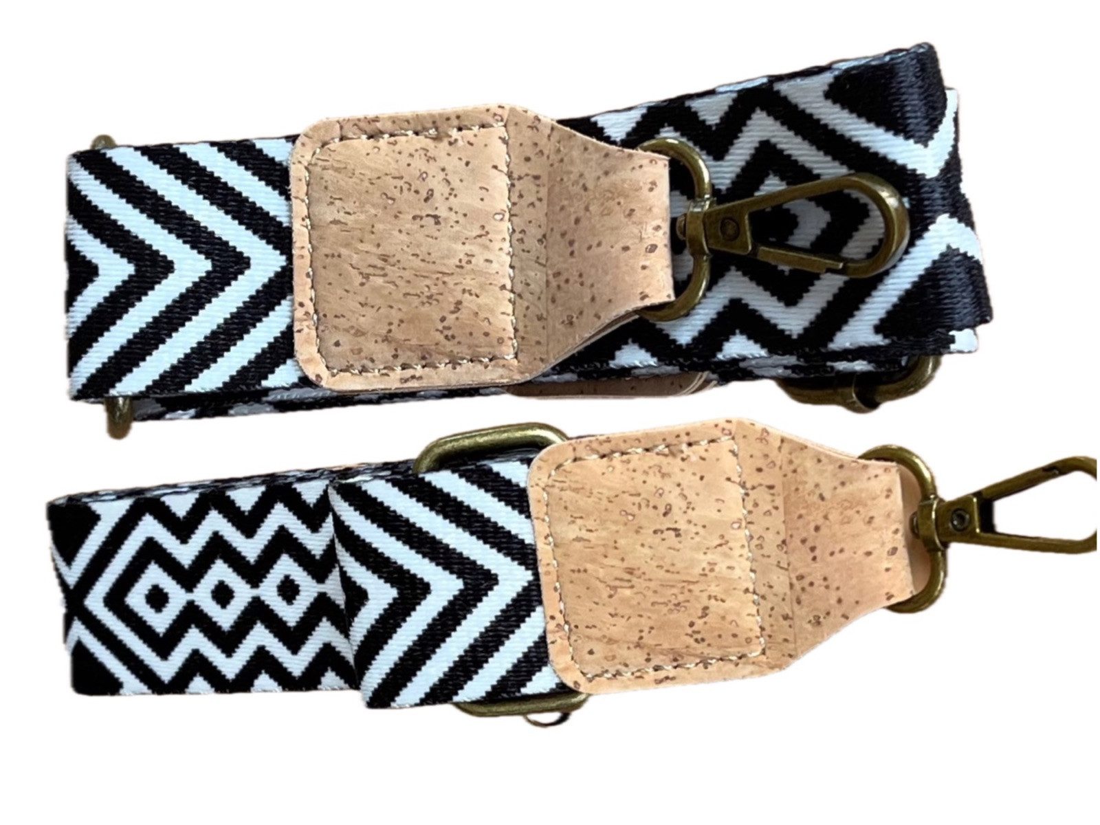 LK Trend & Style Schulterriemen Taschenriemen mit Korkverstärkung und antiken Bronzebeschlägen (Wechselgurt für Ihre Tasche) Baumwolle und Kork