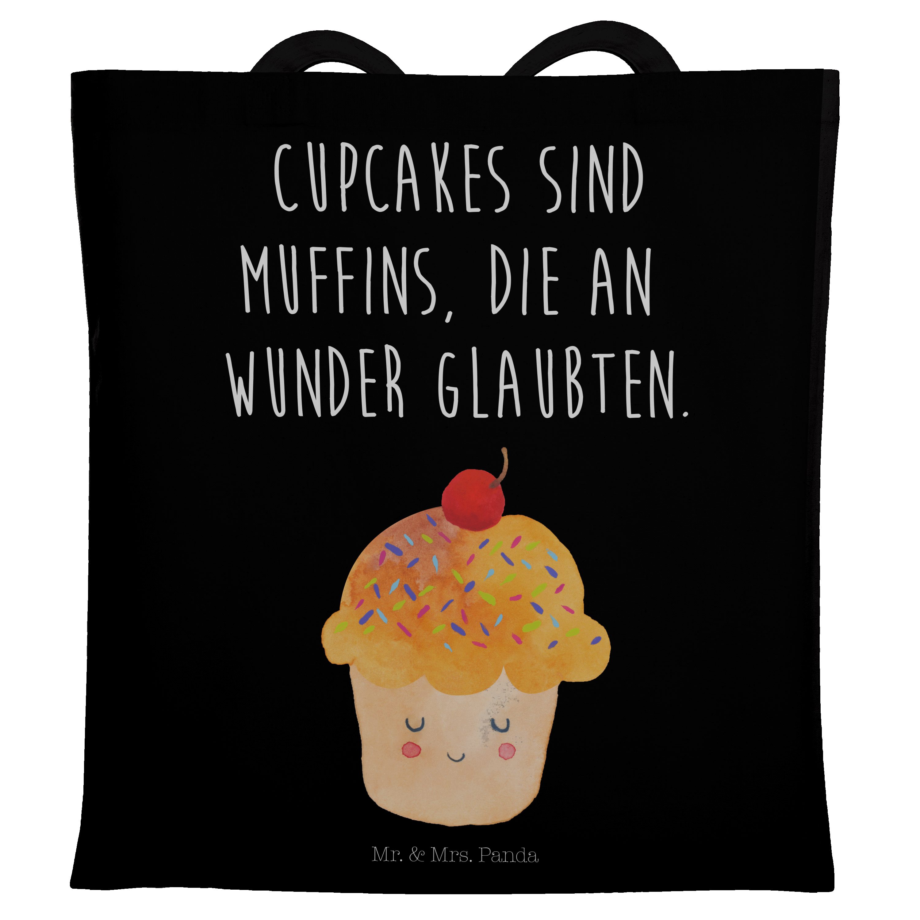 Mr. & Mrs. Panda Tragetasche Cupcake - Schwarz - Geschenk, Beutel, Küche Deko, Jutebeutel, Gute La (1-tlg)