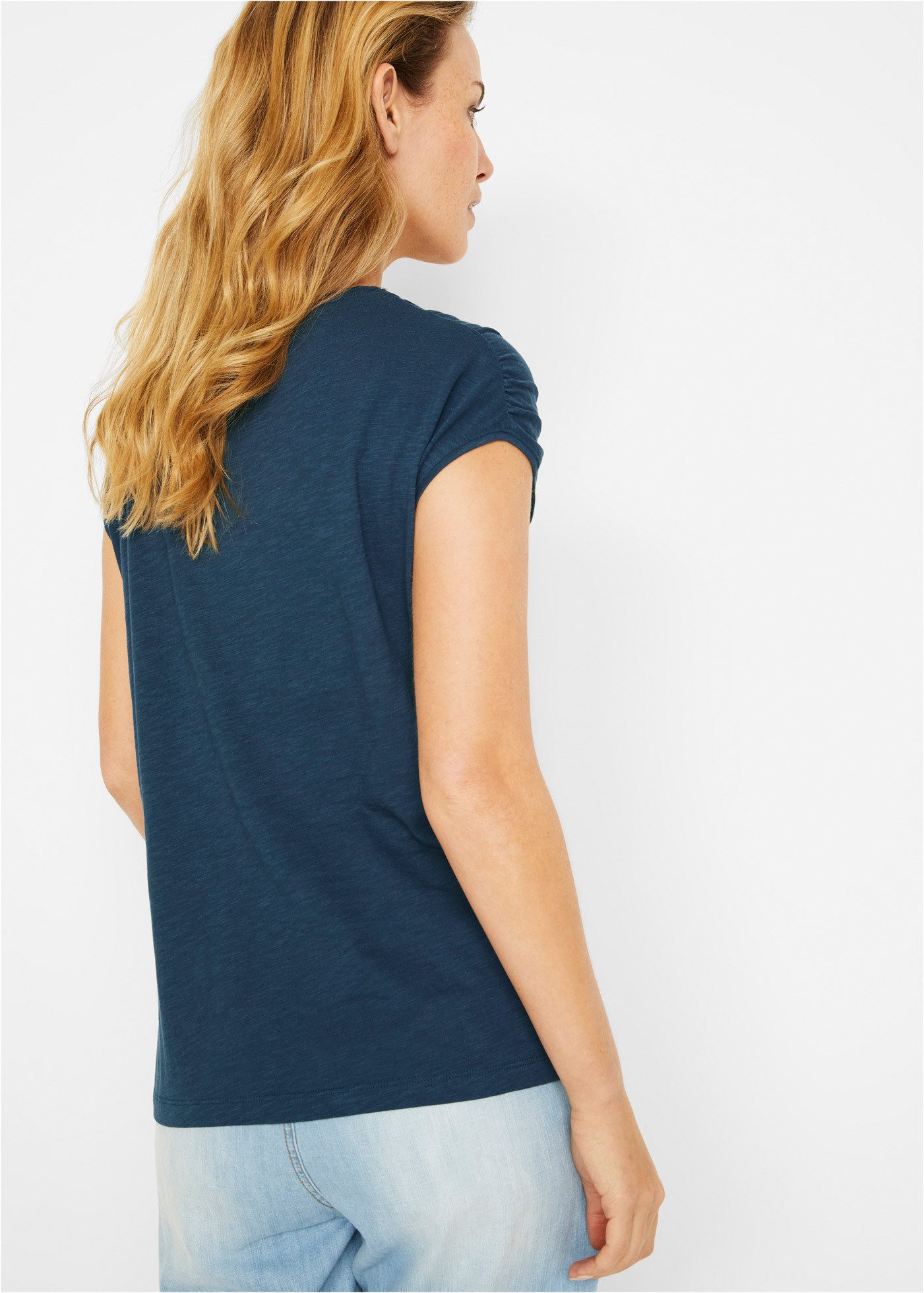 bonprix T-Shirt mit Raffungen und Rundhalsausschnitt günstig online kaufen