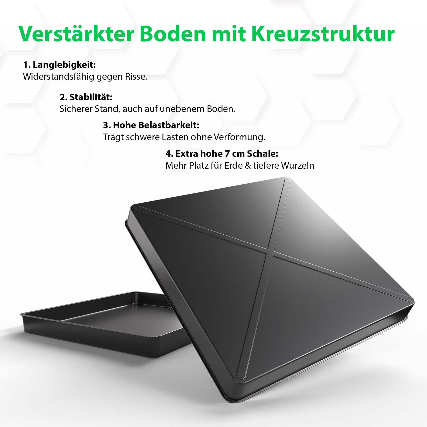 BigDean Pflanzschale 60x60x7cm 2 Stück Pflanzschale praktische und langlebige Lösung (Set, 2 St., Anzuchtschalen), 0,36qm, Kräuteranzucht, Gemüseanzucht, Pflanz – Bild 4 von 5