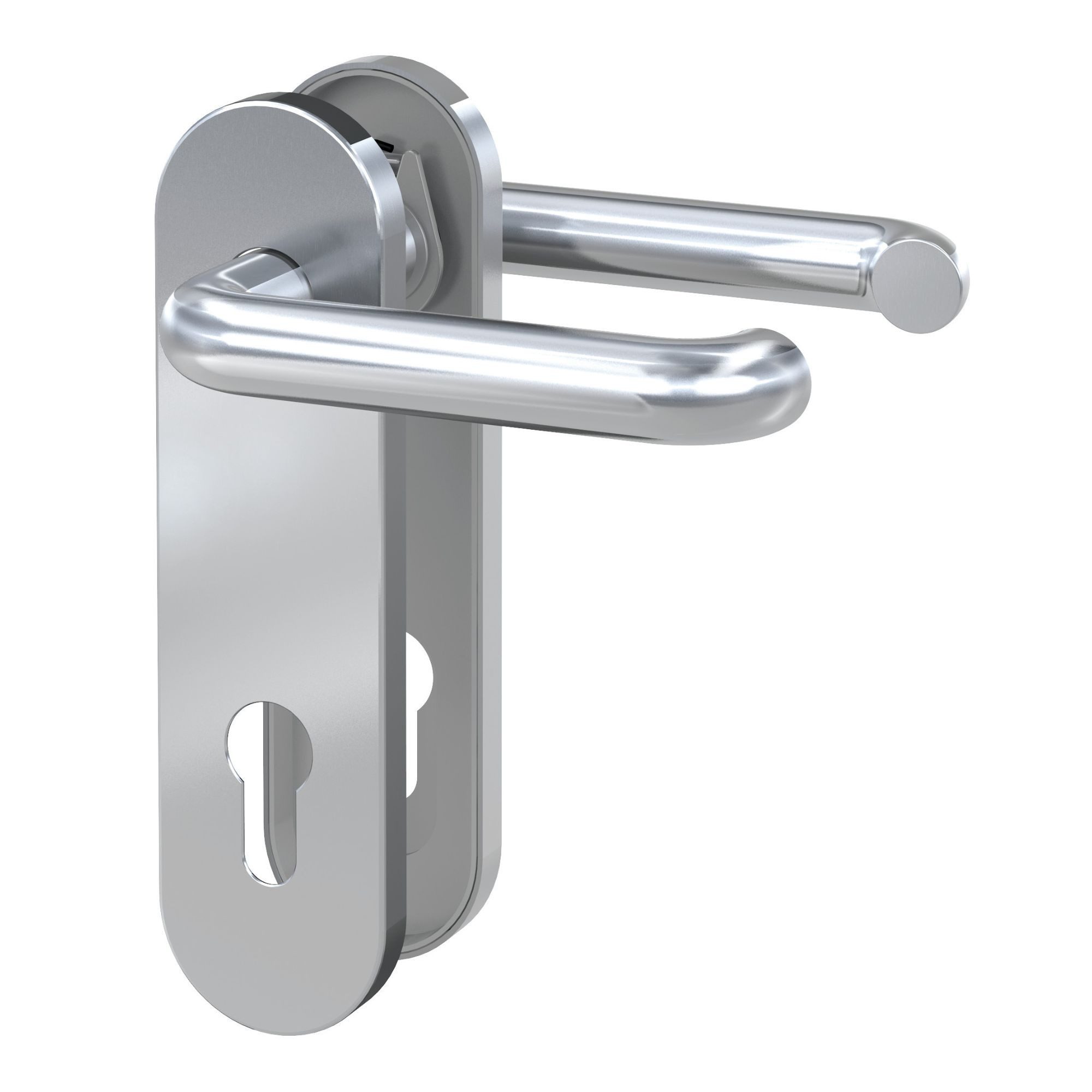 BASI Drückergarnitur Kurzschild-Garnitur 72/8 mm, Edelstahl Türbeschlag (Packung), PZ Profilzylinder-Lochung, Drücker in U-Form, für Türstärken 38-45 mm