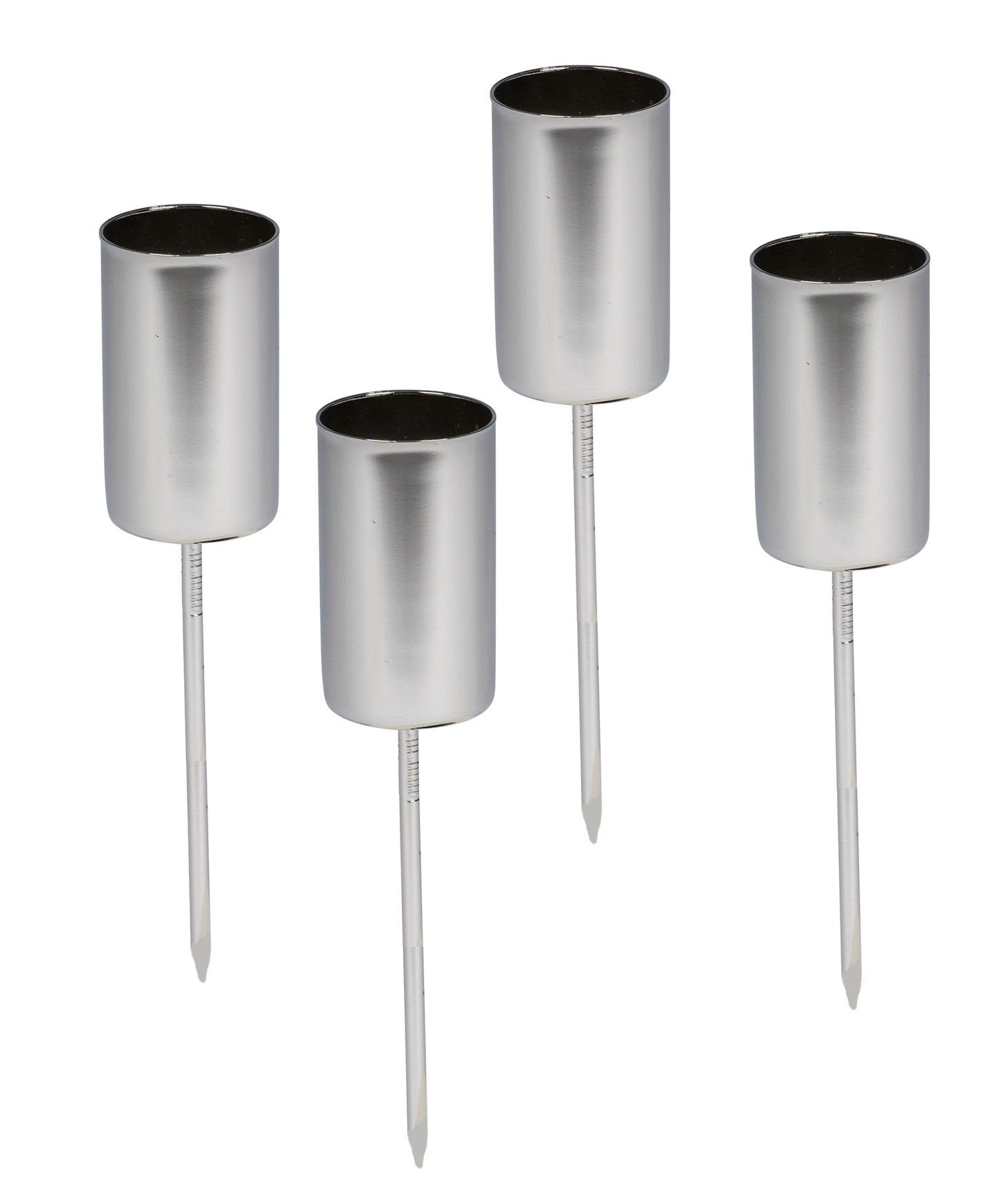 Spetebo Kerzenhalter Kerzenpick für Stabkerzen - 4er Set - silber (Set, 4 St., 4er Set), Kerzenhalter für Stabkerzen