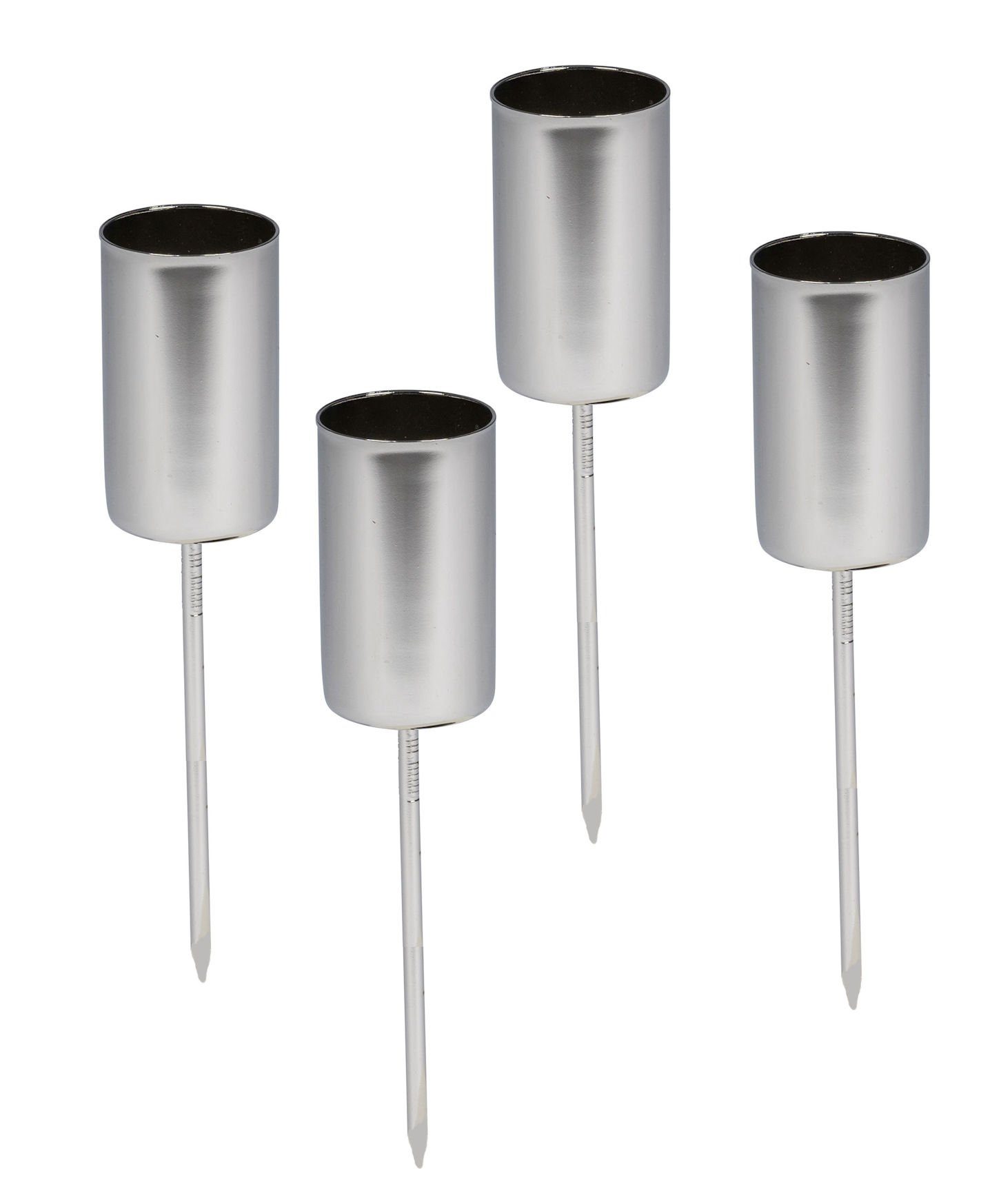 Spetebo Kerzenhalter Kerzenpick für Stabkerzen - 4er Set - silber (Set, 4 S günstig online kaufen