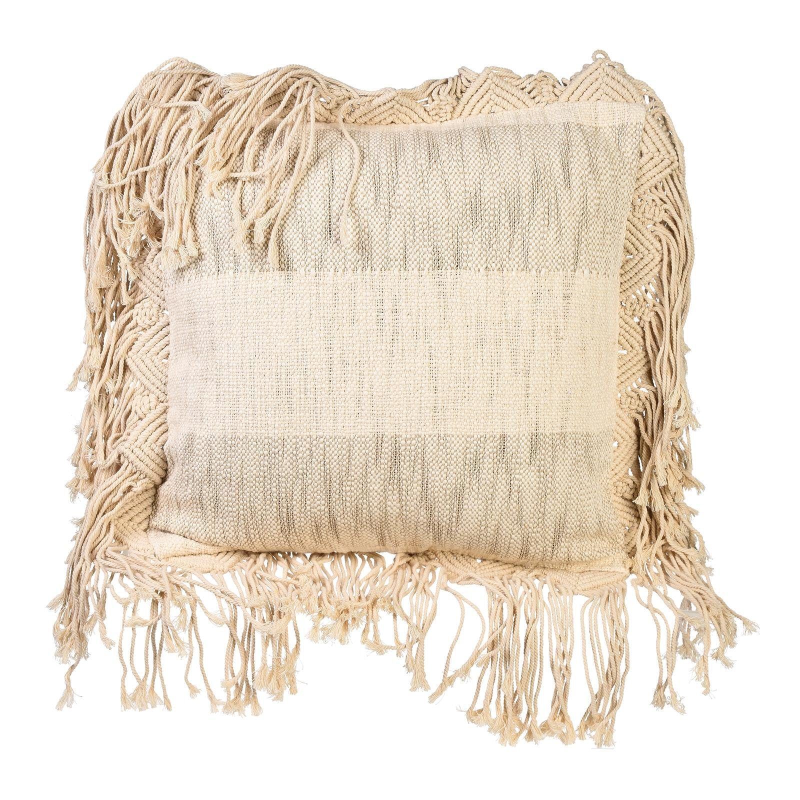 Kissenbezug Makramee-Kissenhülle Stripe, Depot, aus Baumwolle, L 45 Zentimeter, B 45 Zentimeter