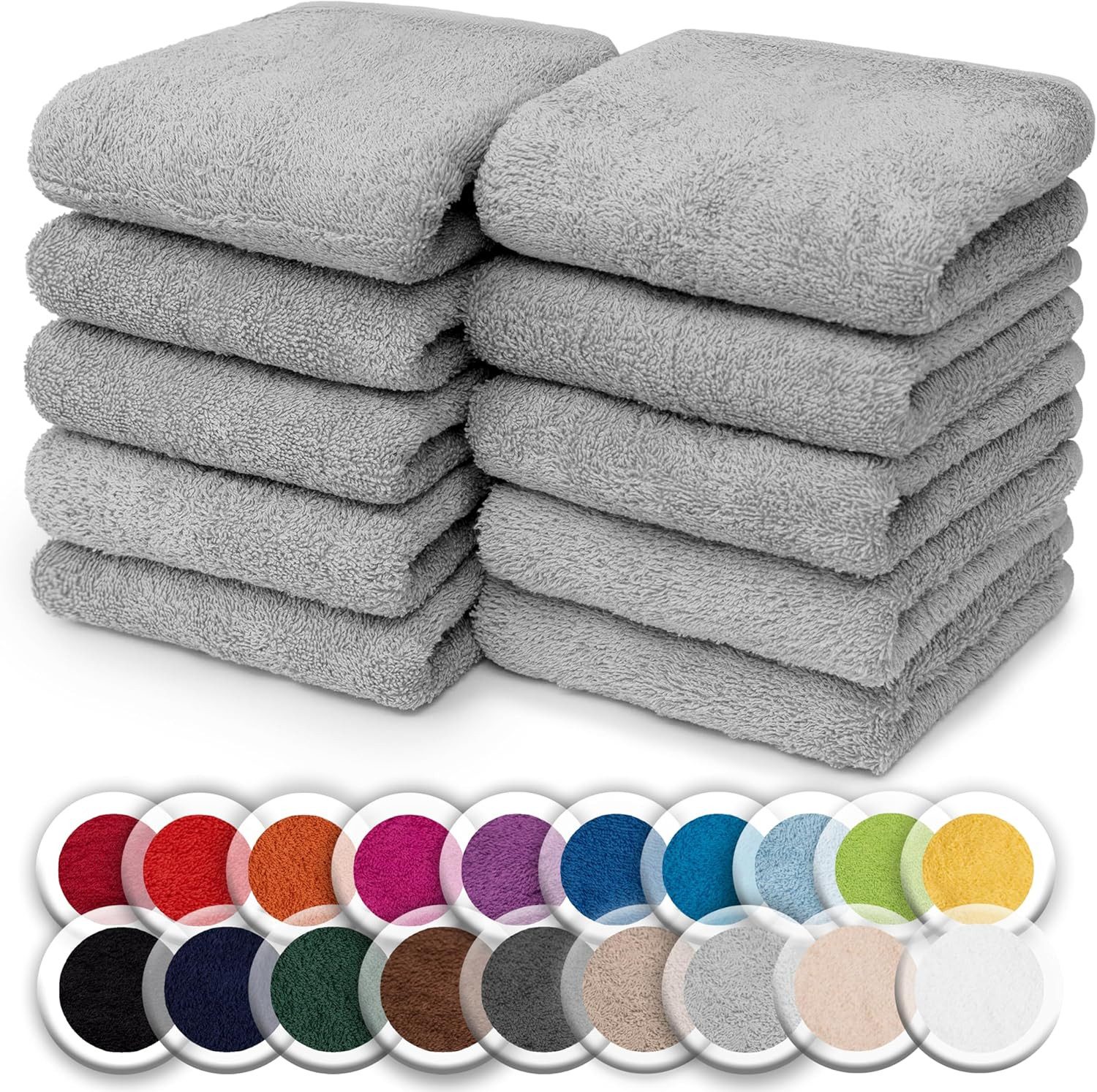 NatureMark Seiftuch 10er-Set Seiftücher 30x30cm 100% Baumwolle, (10-St), Frottier Waschlappen Seiflappen 30 x 30 cm, Silber grau