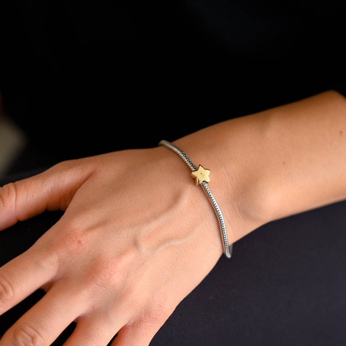 Materia Bead Stern Gold Hochglanz 627, Sterlingsilber, vergoldet