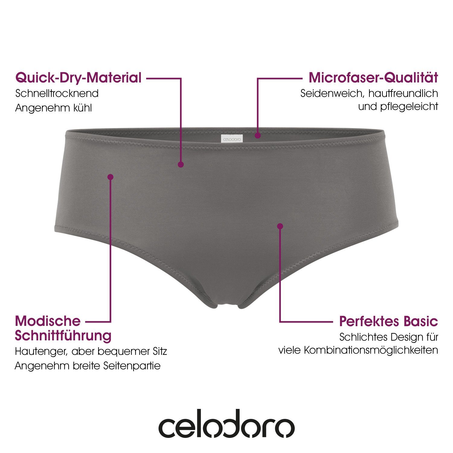 celodoro Panty Damen Panty Hipster (6er Pack) Quick Dry-Faser