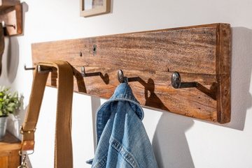 Licht-Erlebnisse Wandgarderobe ERNIE (1 St), Wandgarderobe Teak Holz 90 cm lang 6 Haken Garderobenleiste Wandhaken