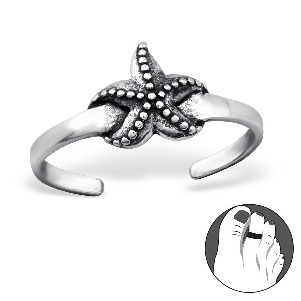 Order & Smile Schmuck Zehenring Zehenring Silber 925: Zehring mit Seestern, gestempelt