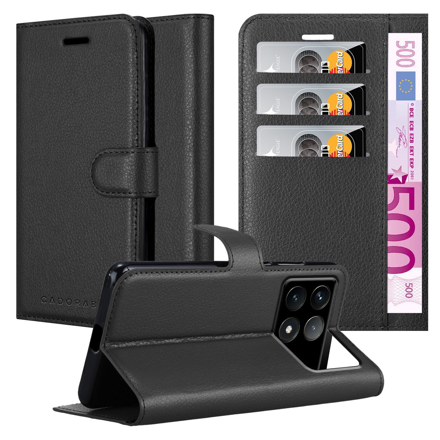 Cadorabo Handyhülle für Xiaomi Poco F6 Pro Hülle Xiaomi Poco F6 Pro, Hülle Schutzhülle mit Standfunktion, Kartenfach und Magnetverschluss