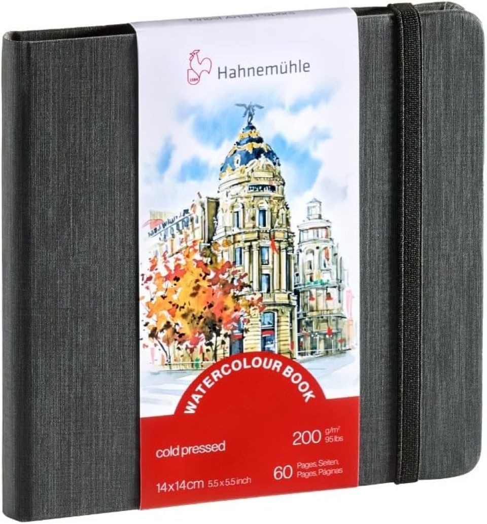 Hahnemühle Aquarellblock Watercolour Book 14x14cm, 200g/m², 60 Seiten, Cold Pressed
