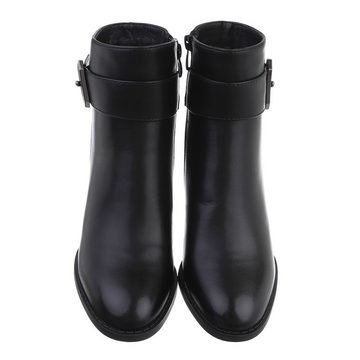 Ital-Design Damen Freizeit Stiefelette Blockabsatz Klassische Stiefeletten in Schwarz