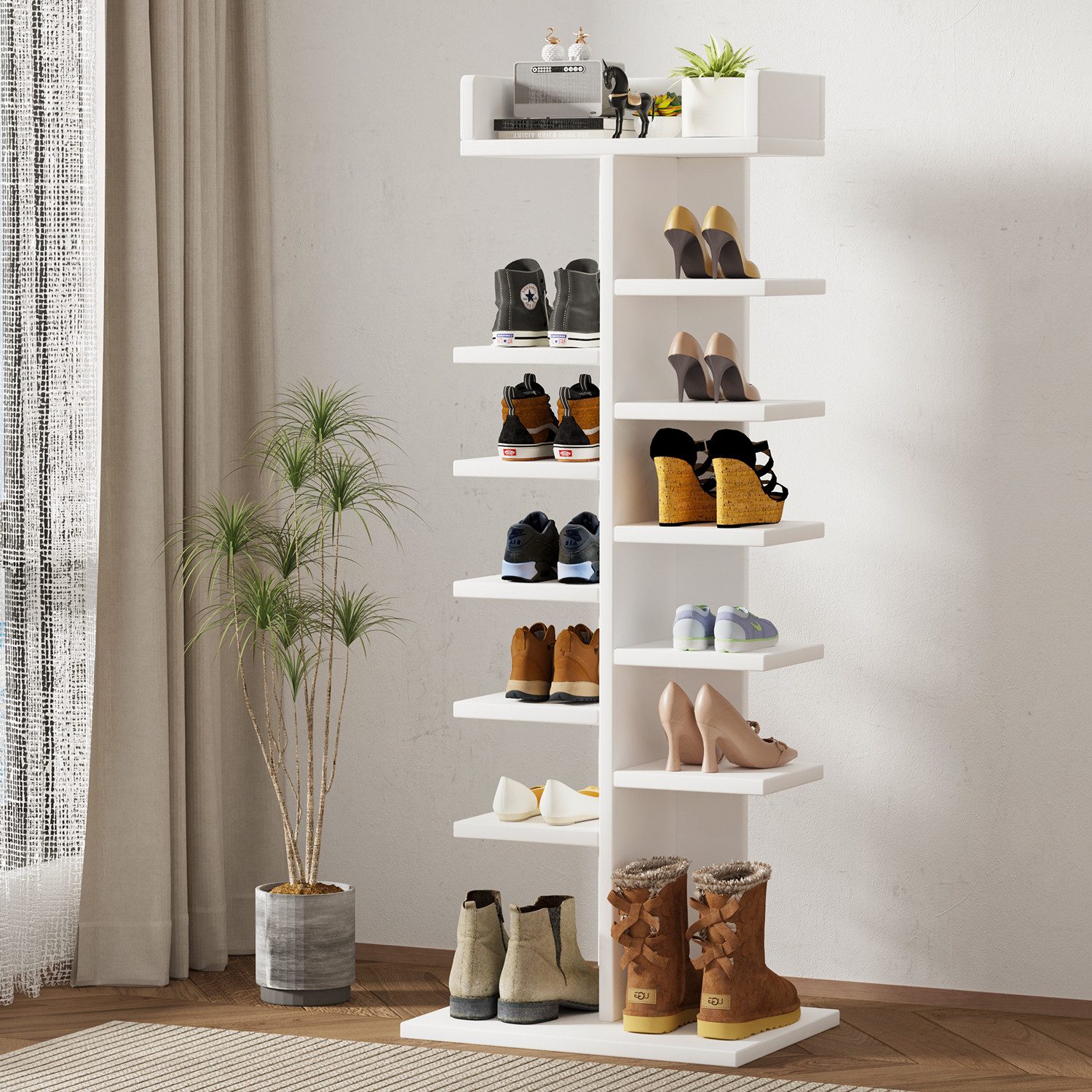 oyajia Schuhregal mit 12 Ebenen, Schuhregal schmal platzsparend, für Eingangsbereich