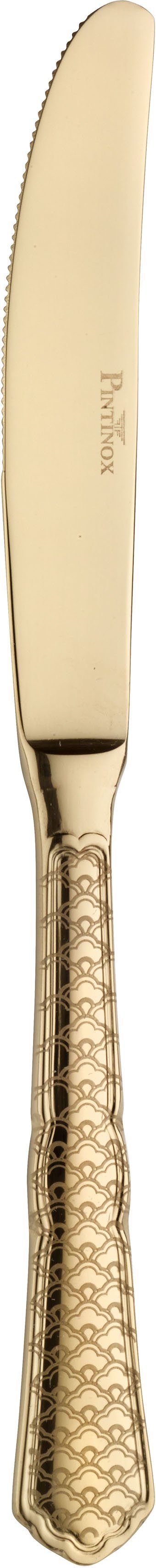 PINTINOX Besteck-Set Settecento Treasur Gold TXT (30-tlg), 6 Personen, Edelstahl 18/10, geläserter Griff, glänzend goldfarben
