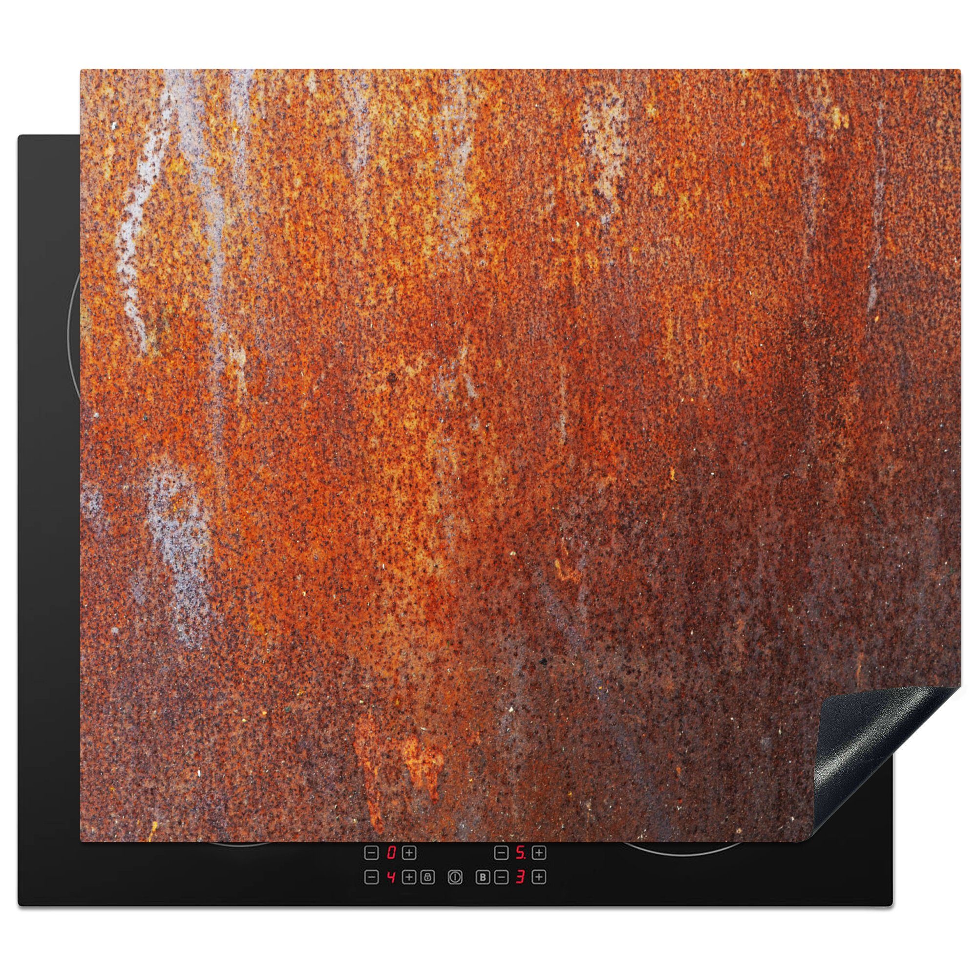 MuchoWow Herdblende-/Abdeckplatte Vintage - Rost - Metall, Vinyl, (1 tlg), 58x51 cm, Küchen Dekoration für Induktionsherd, Induktionskochfeld