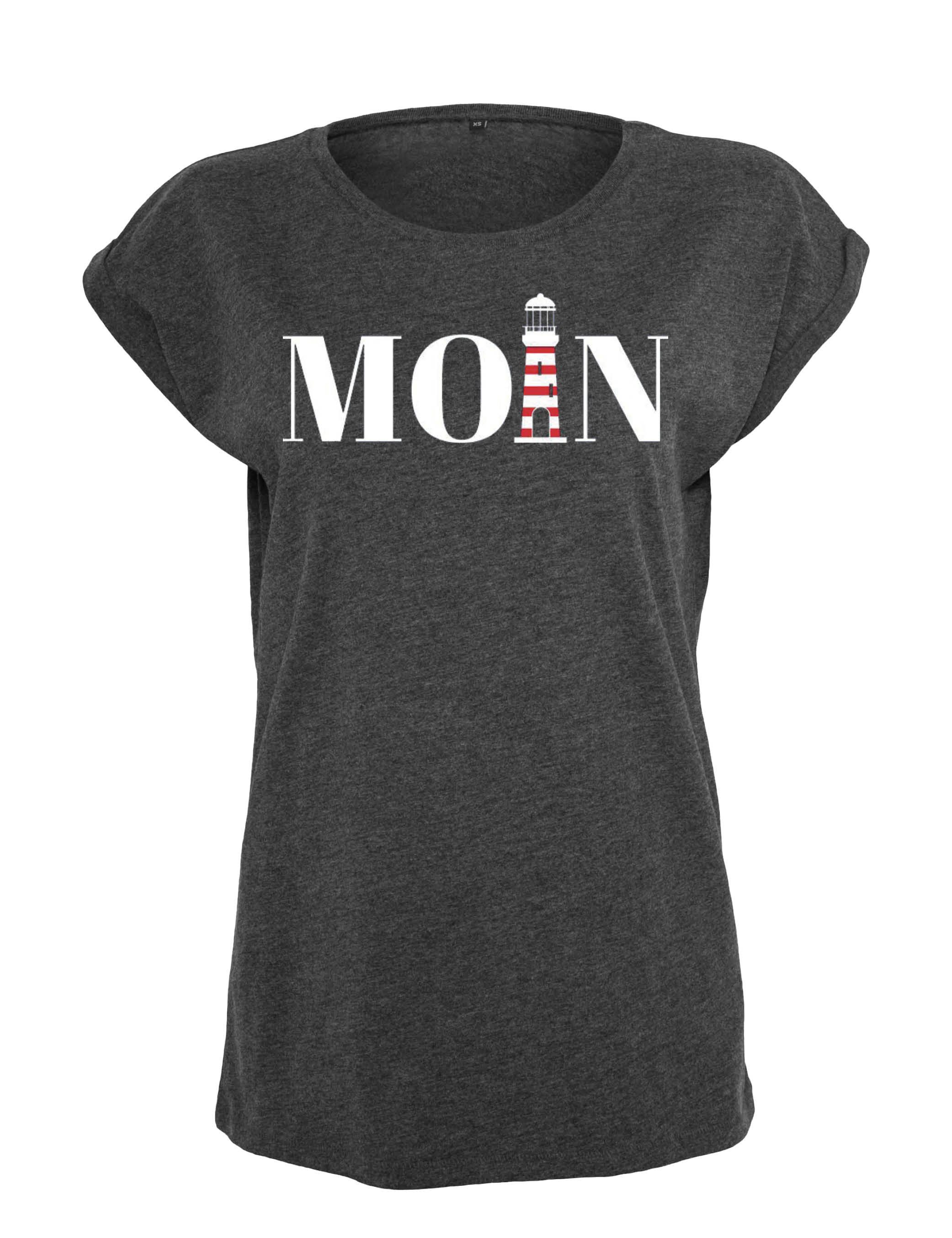 Youth Designz Print-Shirt "Moin mit Leuchtturm" Damen T-Shirt Statement Geschenk Frauen Motiv mit stylischen und schlichten Aufdruck für Frauen