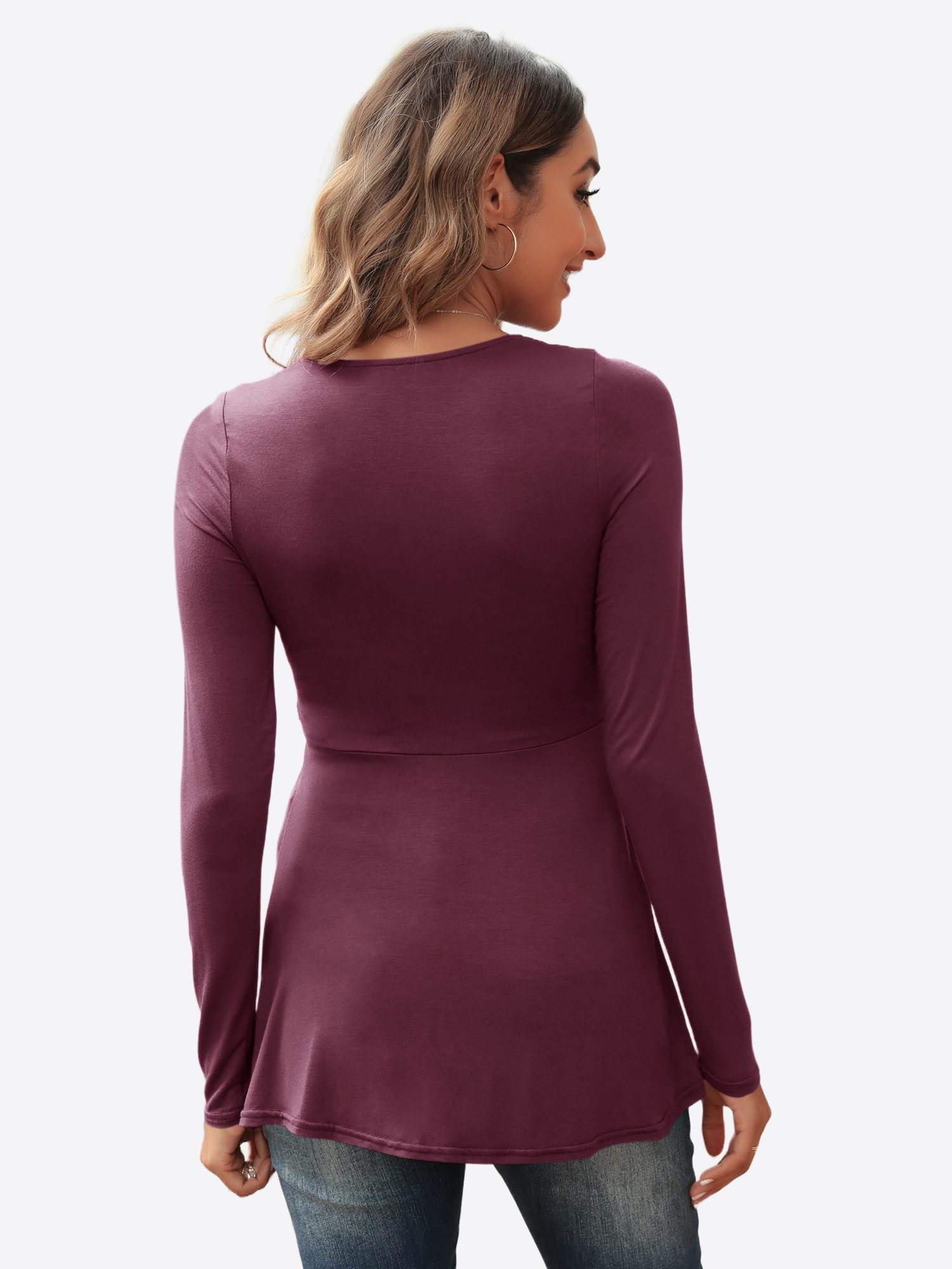 Imily Bela T-Shirt Damen Langarmshirt Tops mit V-Ausschnitt (Packung, 1-tlg günstig online kaufen