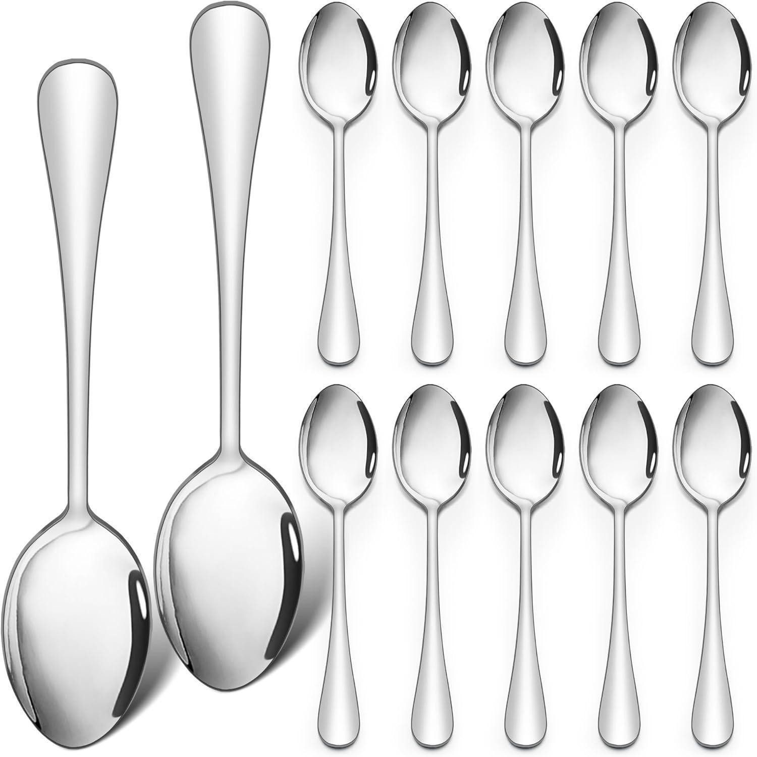 LuxusKollektion Teelöffel Teelöffel 12 Stück Edelstahl Set spülmaschinenfest Runder Griff
