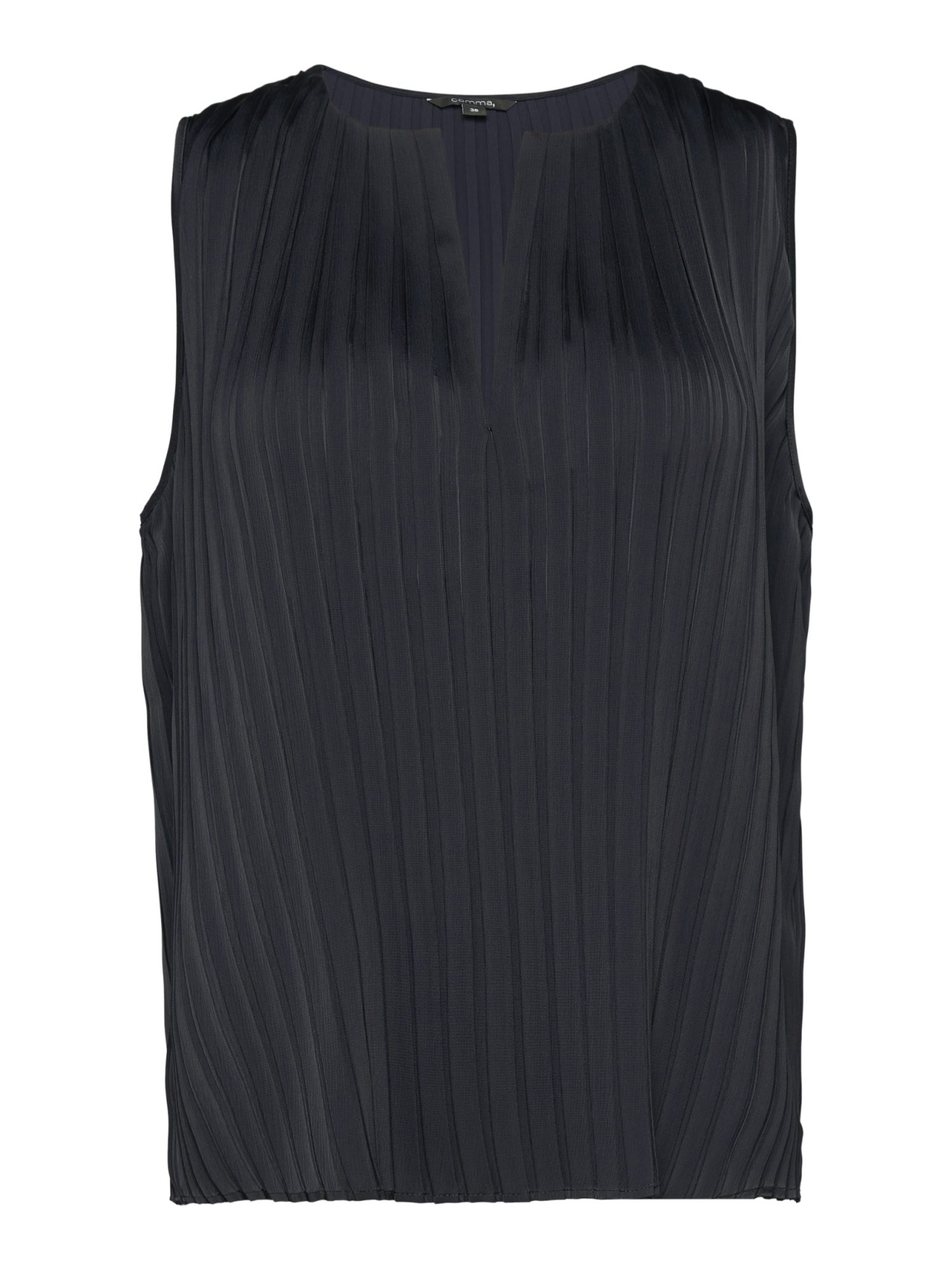 comma Blusentop schwarz,Casual,Polyester,Strukturiert,Rundhals,Ärmellos,Regular Fit
