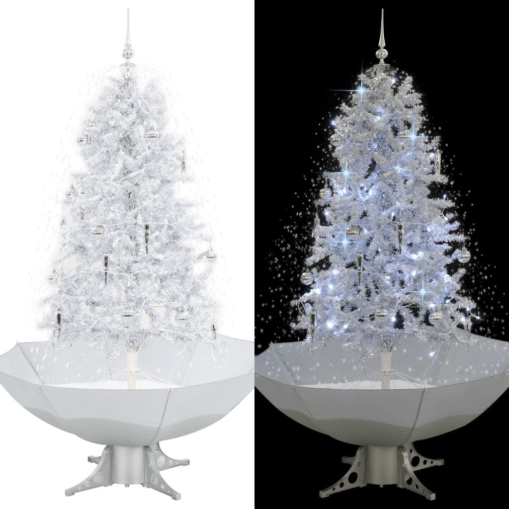 furnicato Künstlicher Weihnachtsbaum Schneiender Weihnachtsbaum mit Schirmfuß Weiß 170 cm