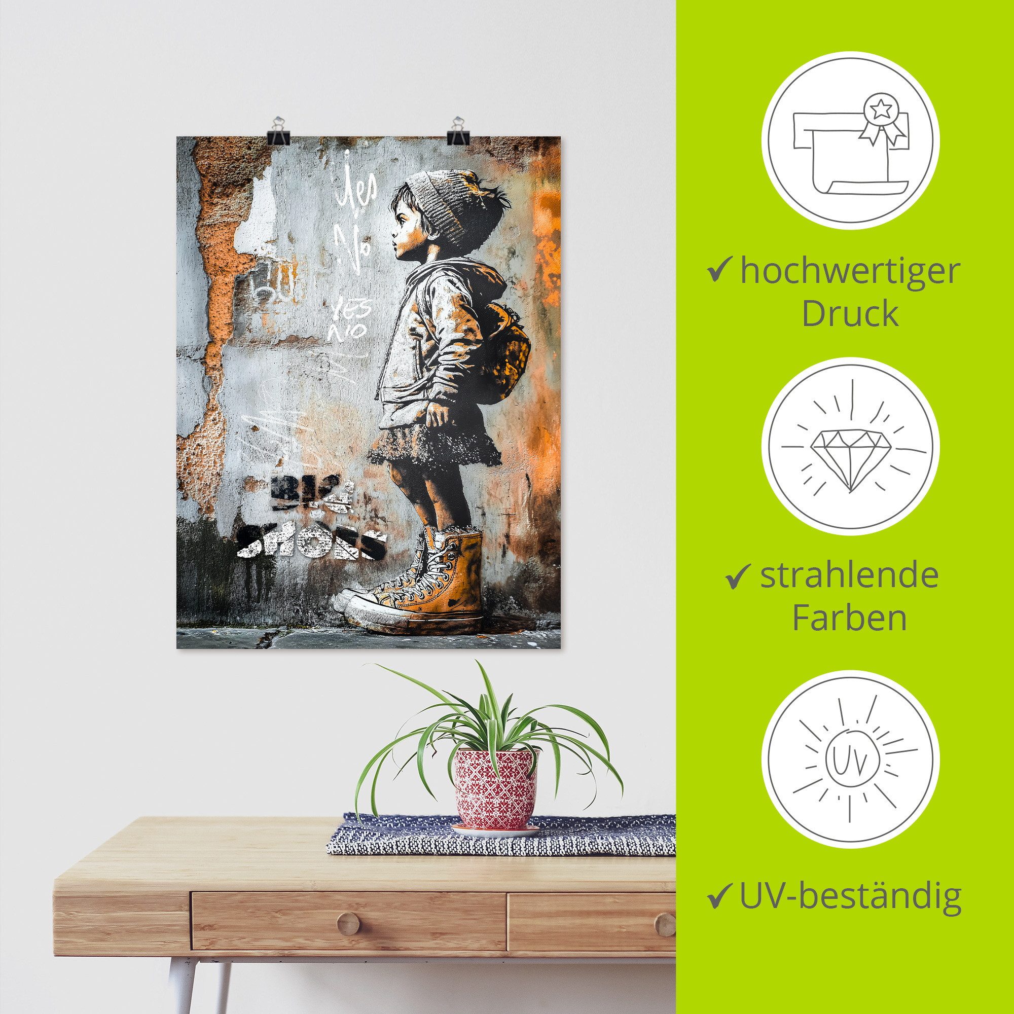 Artland Wandbild Große Schuhe, Bilder von Kindern (1 St), als Alubild, Leinwandbild, Poster, Wandaufkleber in verschied. Größen