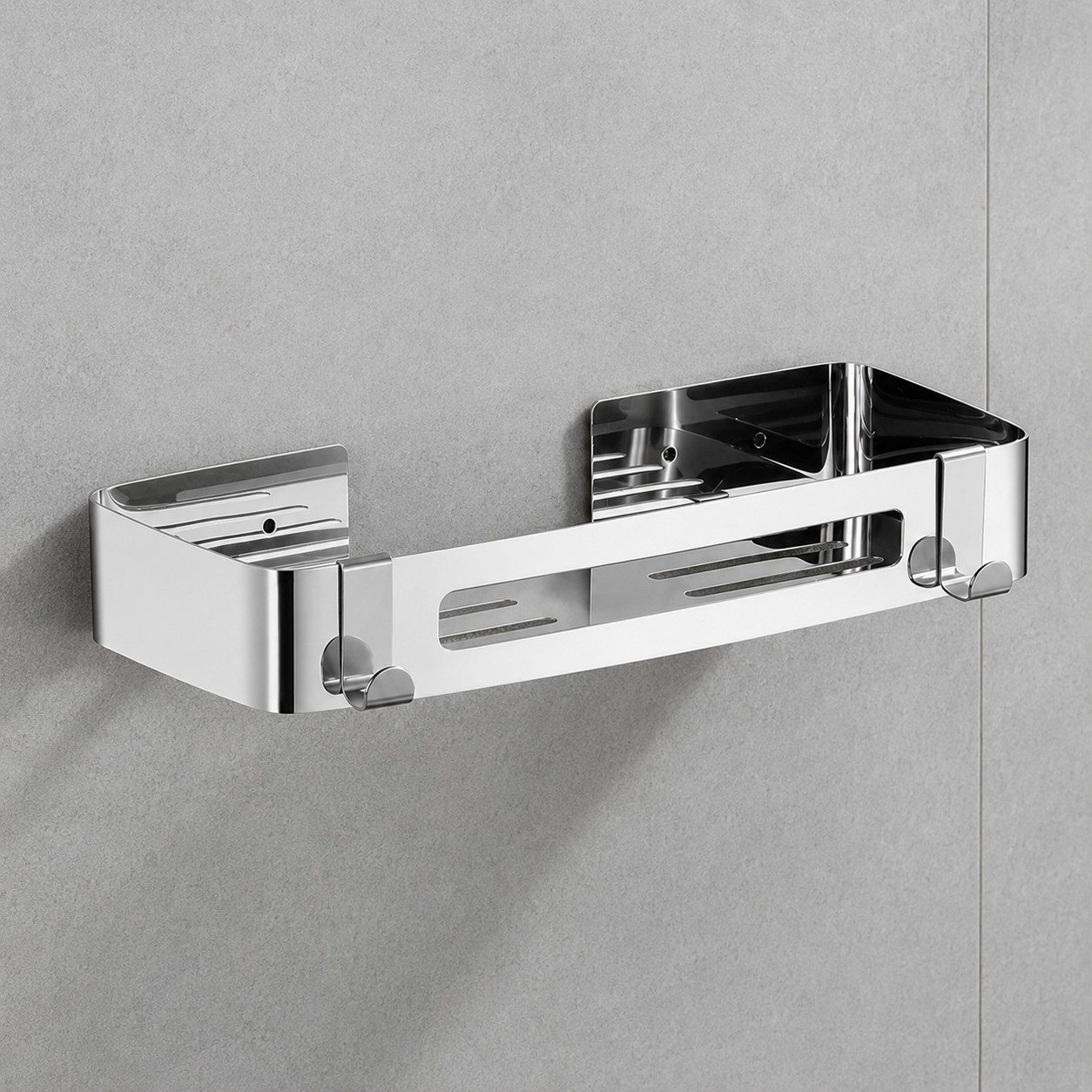 JASLIFE Duschablage 30 cm aus 304 Edelstahl, ohne Bohren, mit 2 Haken