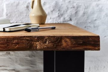 Living Oak Schreibtisch Baumkanten Schreibtisch Massivholz Eiche (Europäische Eiche, nachhaltig in Deutschland produziert), Büroschreibtisch massiv, standfest, modern und robust - Baumkantentisch in verschiedenen Größen - Bürotisch für Arbeitszimmer, Wohnzimmer, Esszimmer, Gästezimmer - robuste Tischplatte mit stabilen Tischbeinen aus Eisen