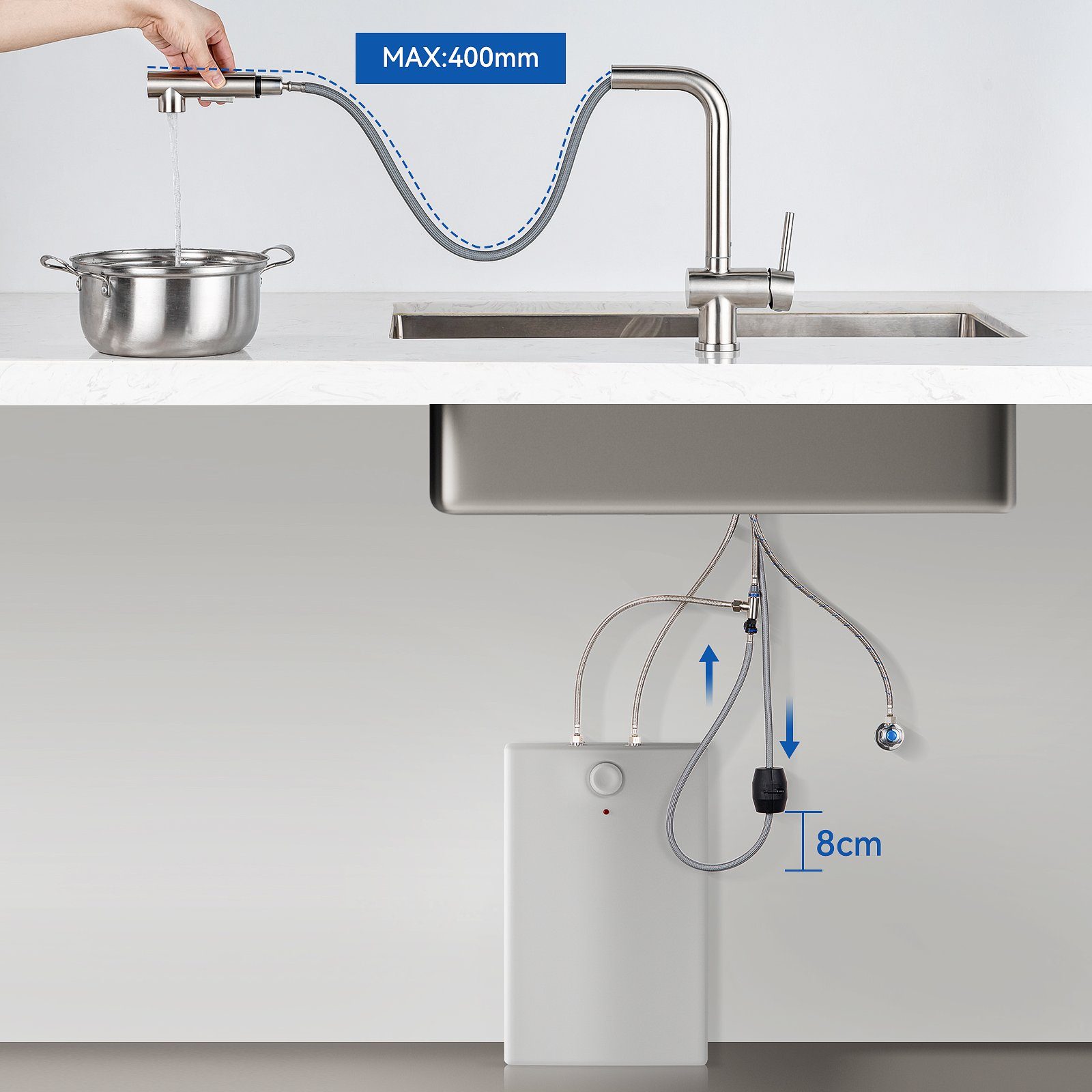 Küchenarmatur Ausziehbar Auralum Niederdruck Wasserhahn 360° Spültischarmatur Küchenarmatur