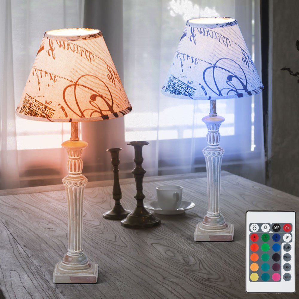 etc-shop LED Tischleuchte, Leuchtmittel inklusive, Warmweiß, Farbwechsel, 2er Set Leuchten Schlaf Zimmer Fernbedienung Tisch Lampen