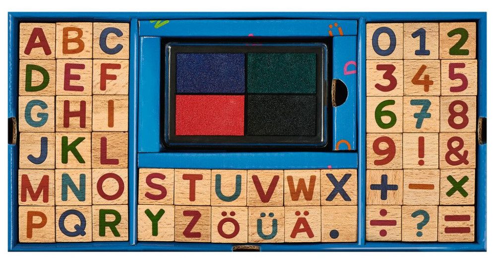 Moses. Verlag Stempel 48 verschiedene Zahlen und Buchstabenstempel aus Holz – Bild 2 von 4