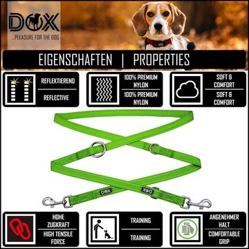 DDOXX Hundeleine Nylon Hundeleine, reflektierend, 3fach verstellbar, 2m, Grn M - 2,0 X 200 Cm