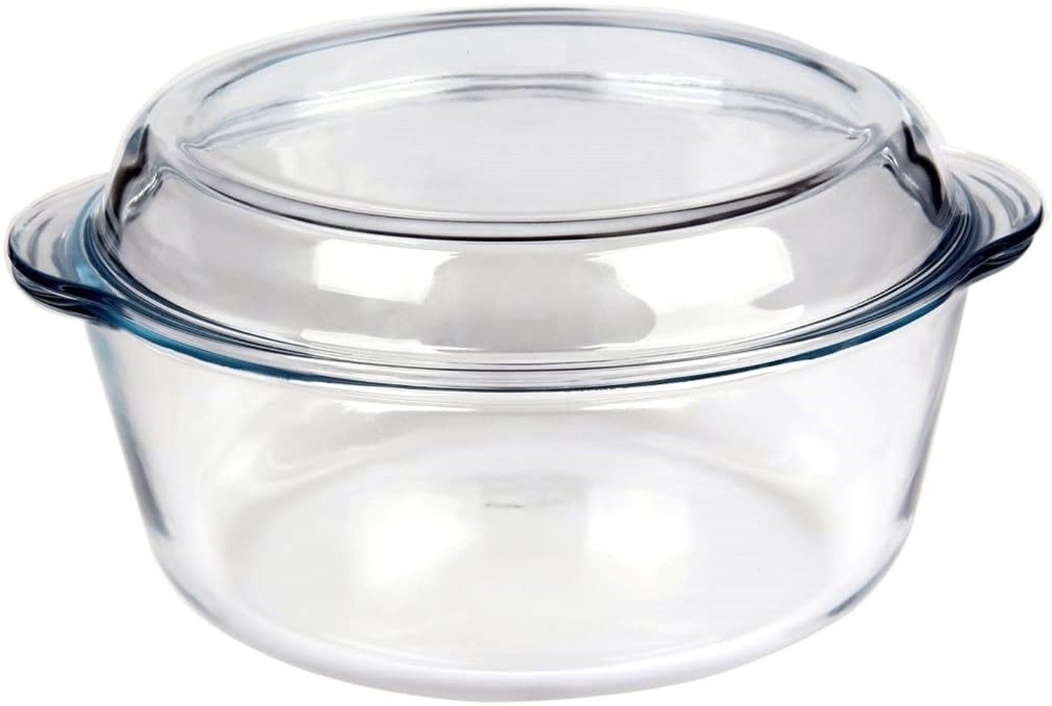 Emilja Auflaufform Auflaufform rund aus Glas mit Deckel 3,0L Ofenform