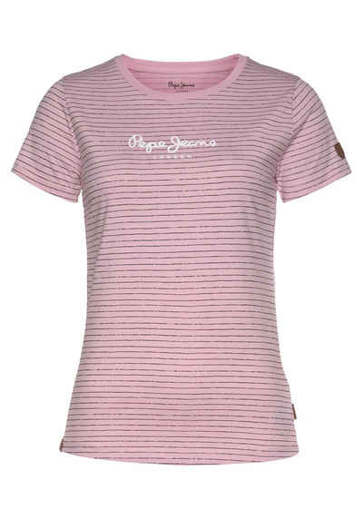 Pepe Jeans T-Shirt »MAHSA« in Querstreifen-Optik mit Marken-Logo-Aufdruck im Brustbereich und Label-Details