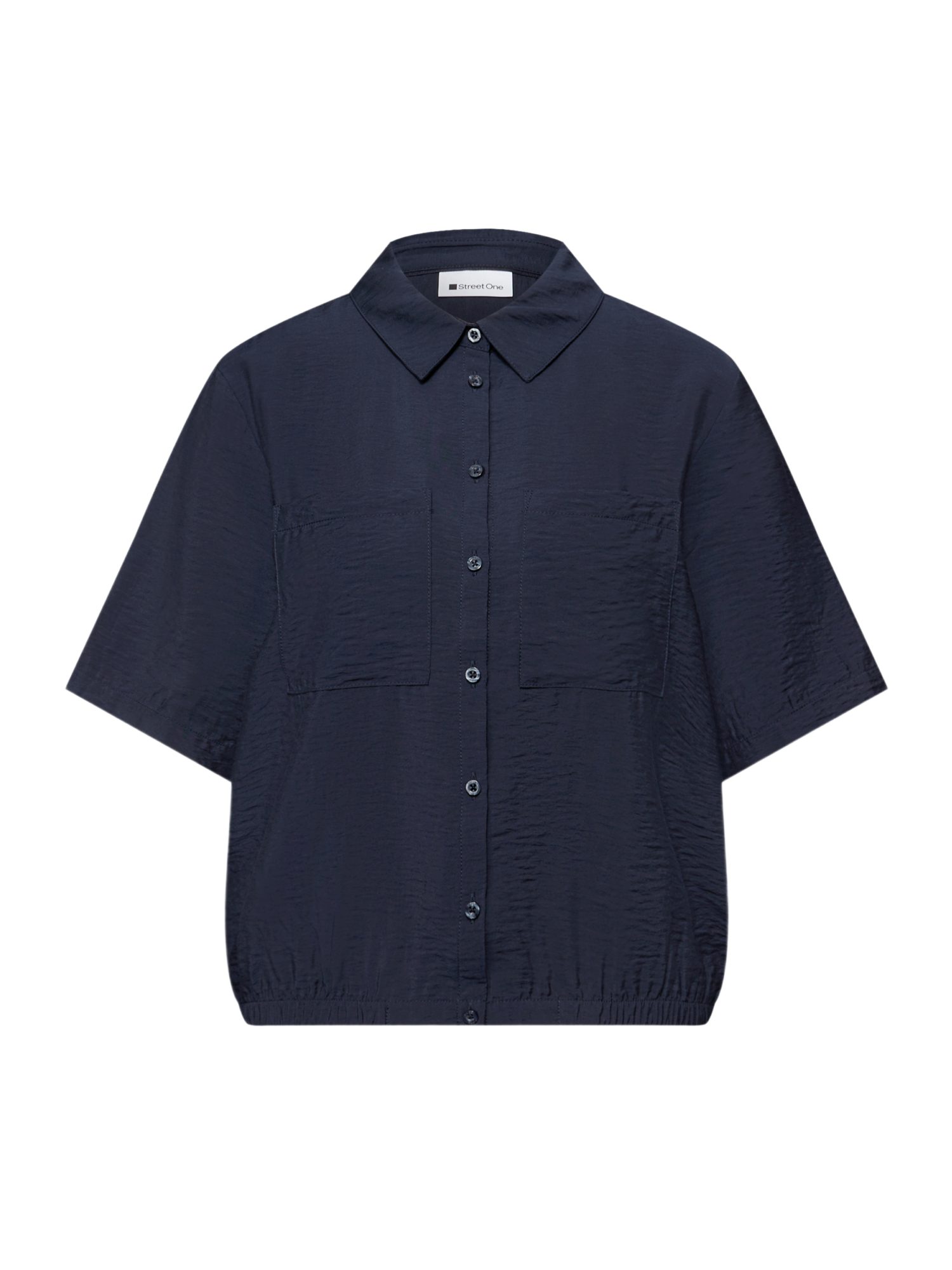 STREET ONE Blusenshirt blau,Casual,Viskose,Unifarben,Hemdblusenkragen,Kurz,Gerade