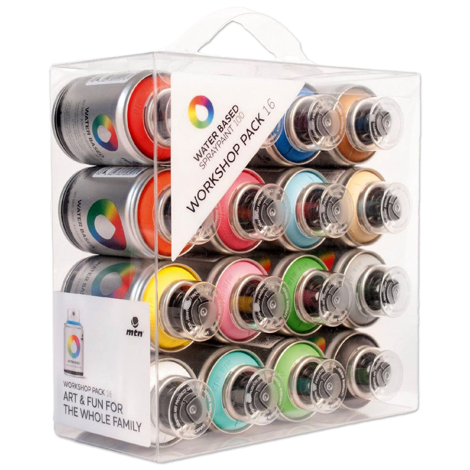 MTN Sprühlack Sprühfarben-Set wasserbasiert, 16x100ml, matt, MTN Water Based