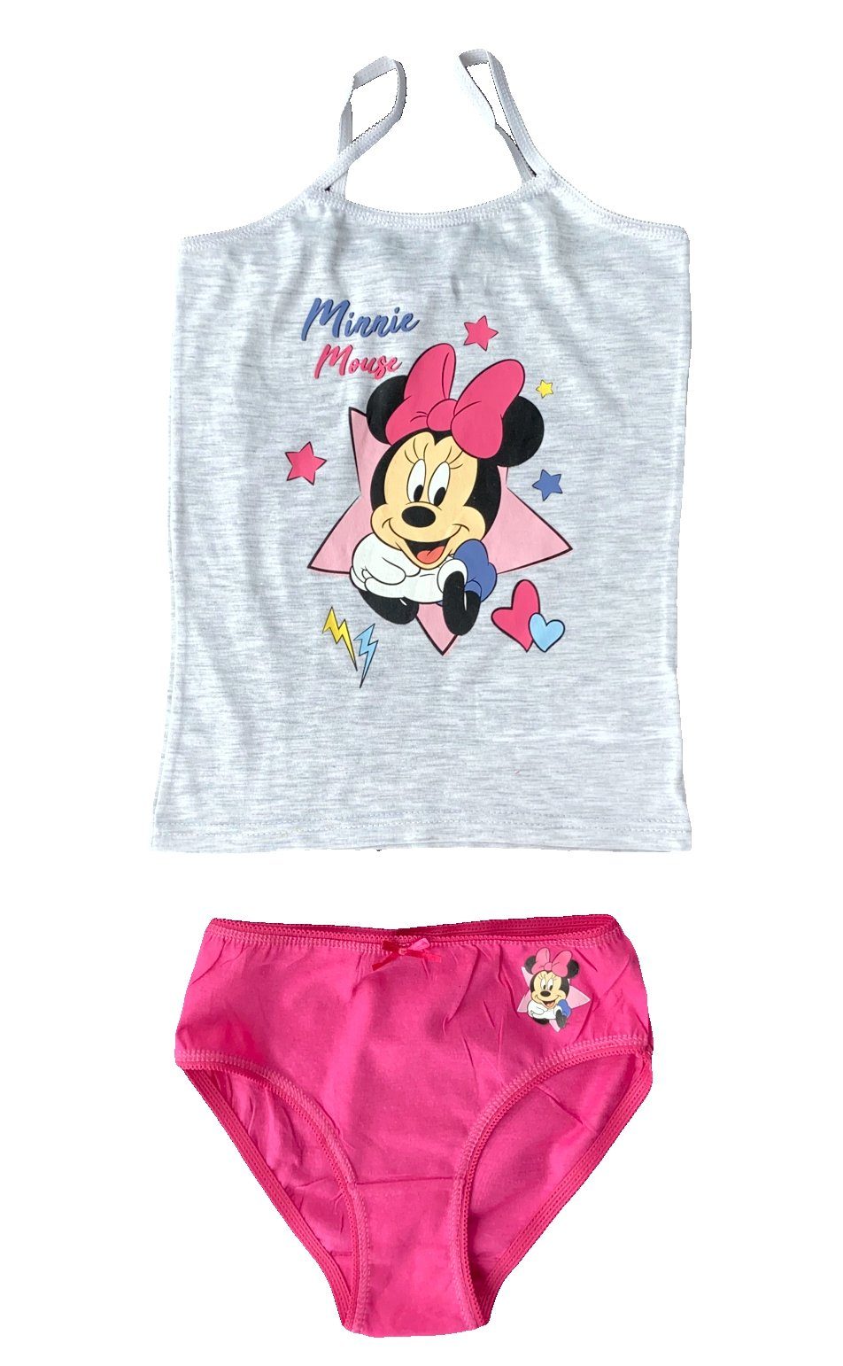 Disney Minnie Mouse Slip Minnie Mouse Mädchen Unterwäsche Set Unterhemden + Slips 4 Teile Trägershirt + Schlüpfer Gr.98 104 110 116 128 – Bild 2 von 3