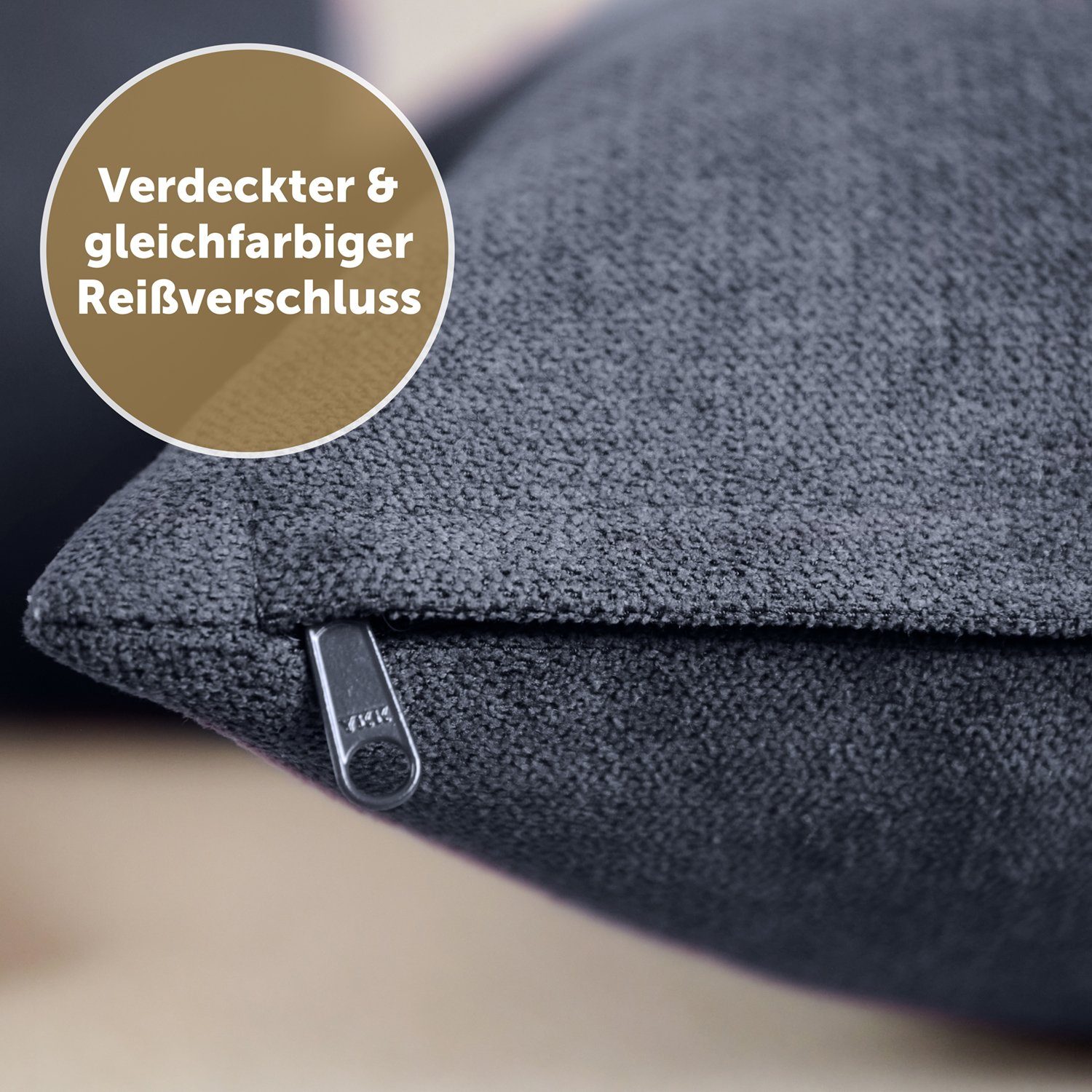 Blumtal Kissenbezug Chenille - Kuscheliges Zierkissen, (2 Stück), mit verstecktem Reißverschluss im praktischen Set