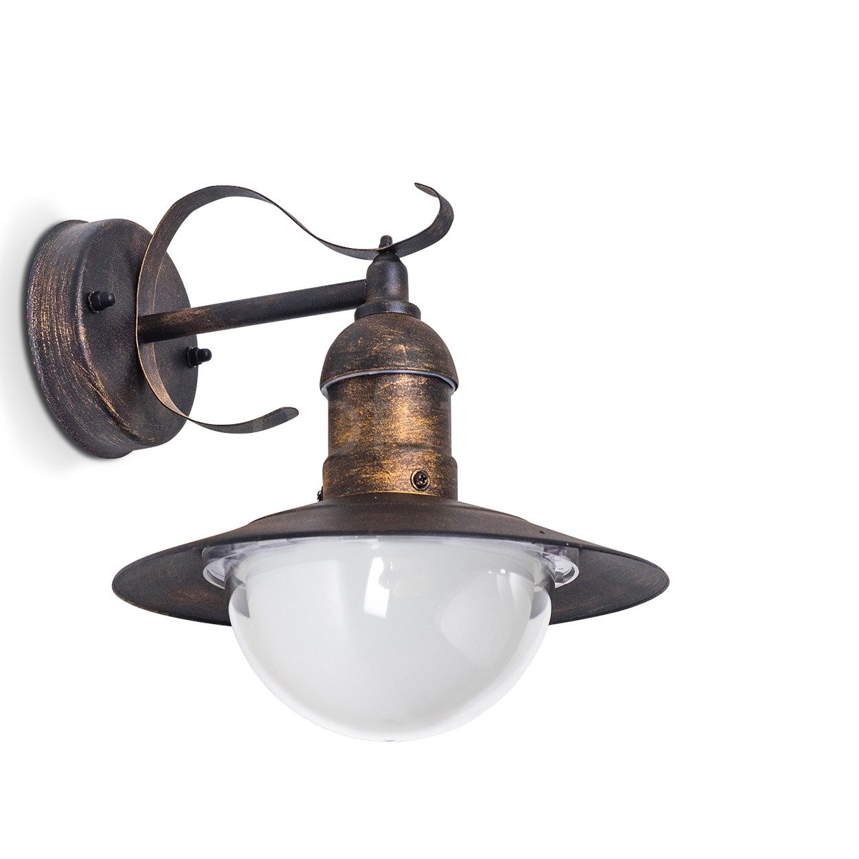 hofstein Außen-Wandleuchte »Riva« Außenwandlampe abwärts aus Metall u. Kunststoff in Braun/Gold, ohne Leuchtmittel, m. E27, Retro/Vintage Außenleuchte für Terrasse u. Hof