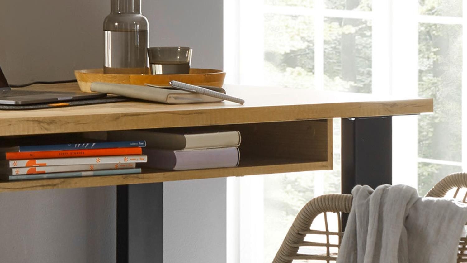 Möbel Akut Schreibtisch Schreibtisch inkl. Rollcontainer Sherwood O2 Old Style hell anthrazit