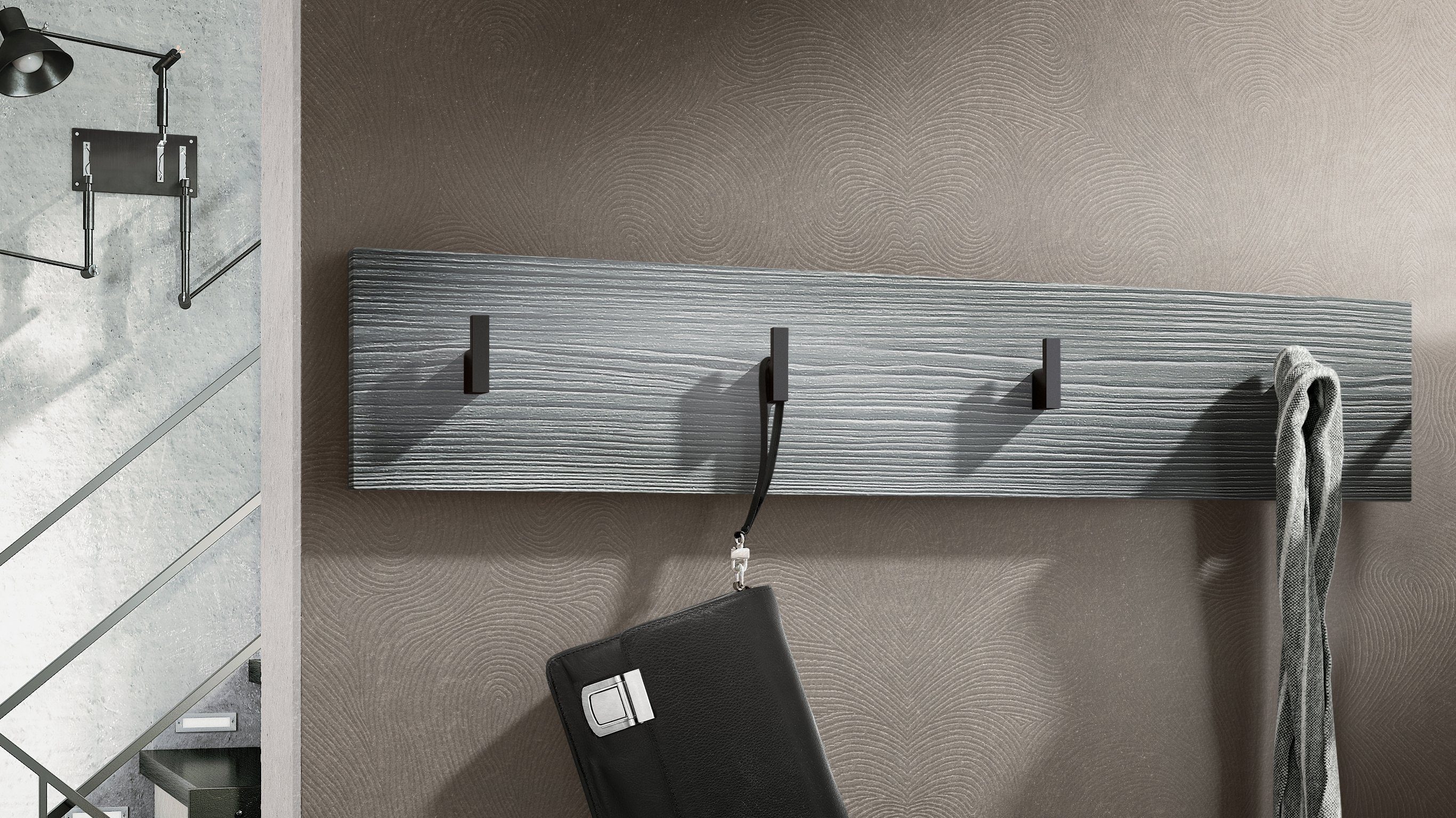 Vladon Garderobenpaneel Linea (Wandgarderobe, mit 4 Kleiderhaken), Sandgrau günstig online kaufen