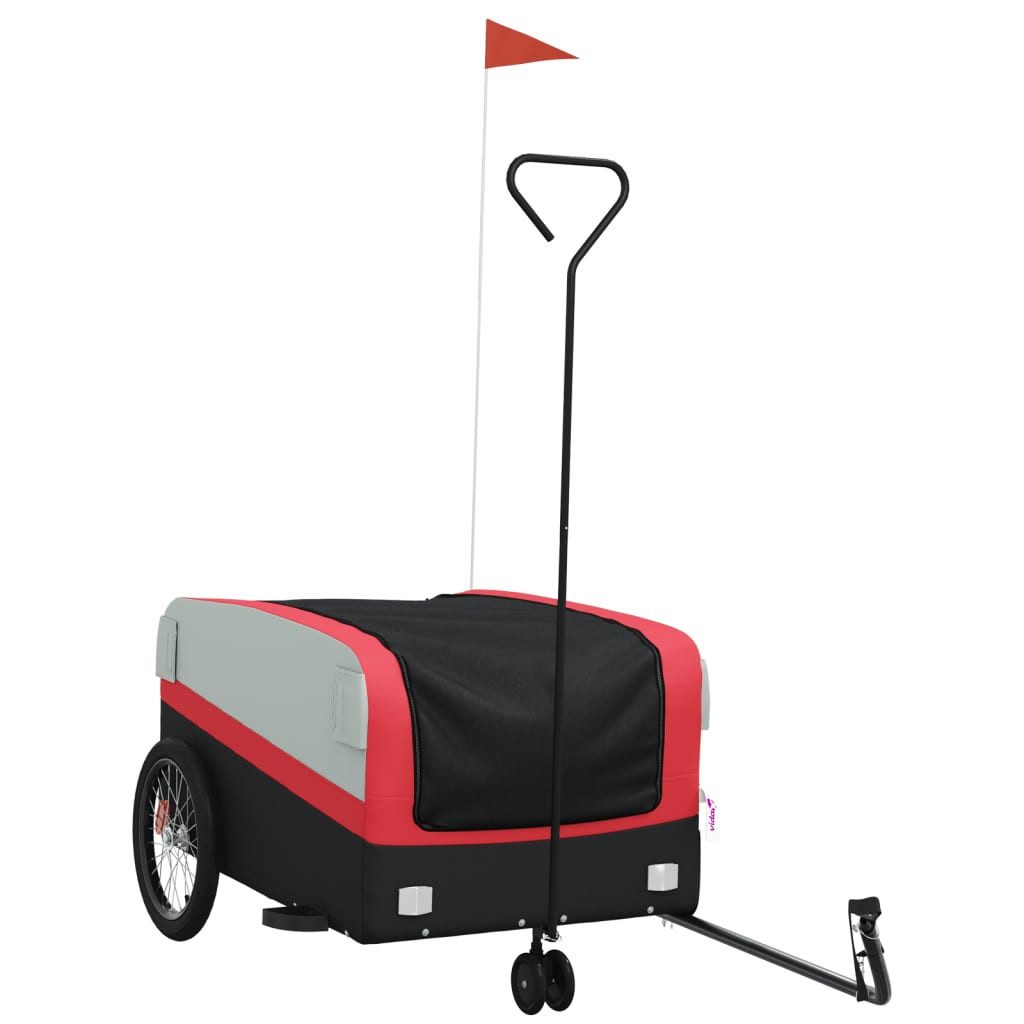 vidaXL Fahrradkinderanhänger rot Fahrradanhänger Schwarz und Rot 45 kg Eisen Bollerwagen 2-in-1