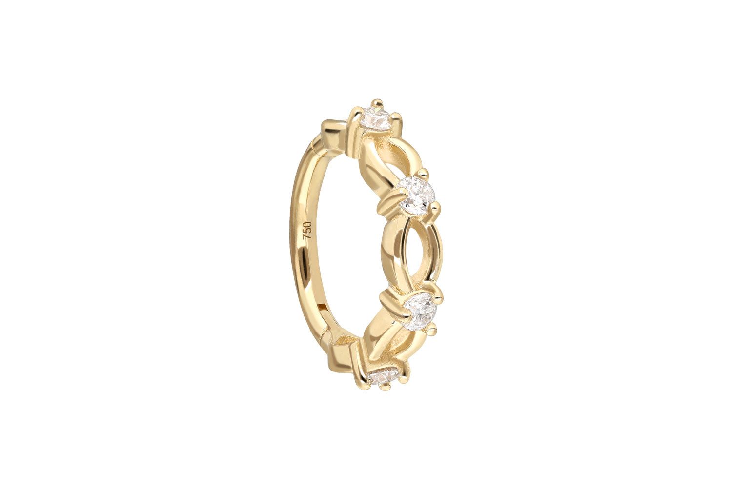 PIERCINGLINE Nasenpiercing 18 Karat Gold Segmentring Clicker MOISSANITE + DOPPELT GEDREHT (Clicker, 1-tlg), Ohrpiercing für Conch, Helix, Tragus, Daith, Lobe