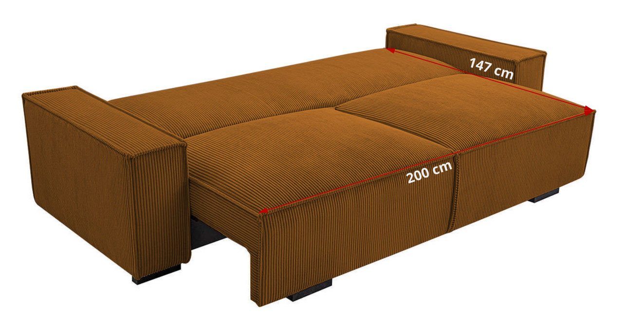 MKS MÖBEL Sofa Couch mit Polstersofa Sofa Bettsofa SAVONA, Bettkasten Schlaffunktion und 