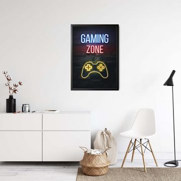 Likarto Poster Gaming Zone Poster, Gamer Deko, Geschenk für Zocker, Neoneffekt, Gaming Room Wanddekor