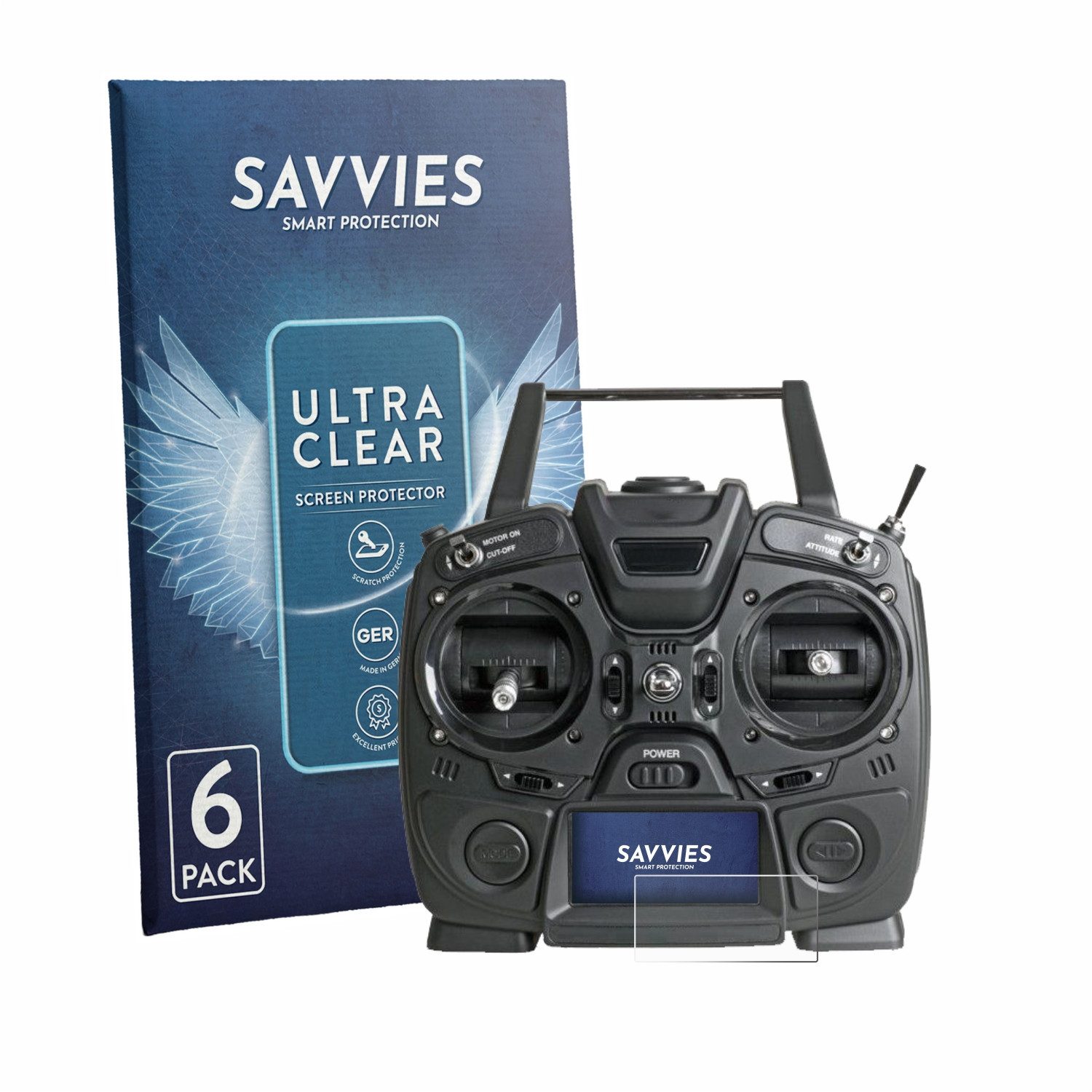 Savvies Displayschutzfolie Schutzfolie für Graupner MZ-10 HOTT, 6 Stück, Displayschutz Schutz Folie Klar Transparent