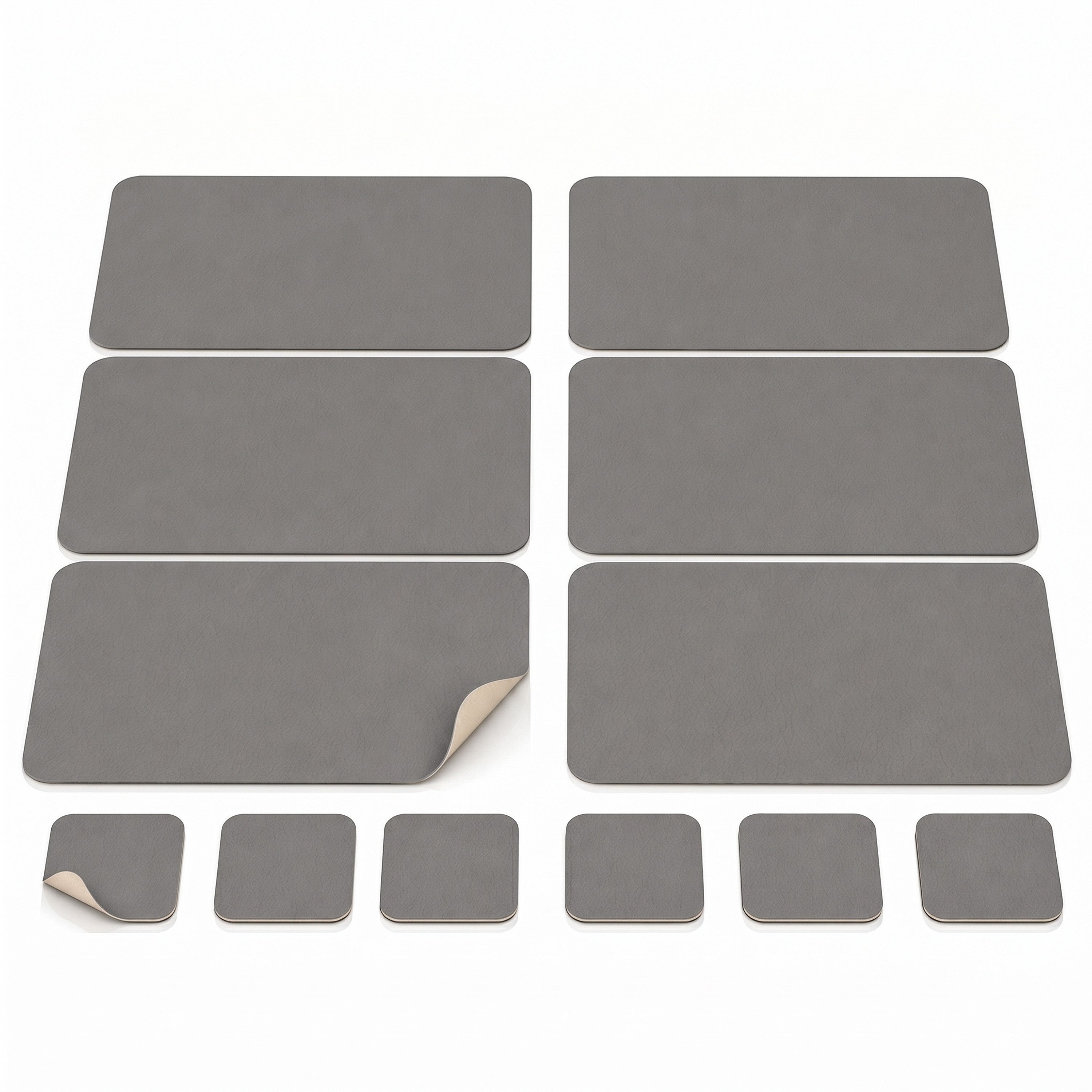 Arendo Platzset 6er Set Premium Tischset doppelseitig, Kunstleder, rutschfest, eckig, (Set, 12-St., 6 Tischsets, 6 Getränkeuntersetzer), wasserabweisend, abwischbar, Tellerunterlage & Getränkeuntersetzter