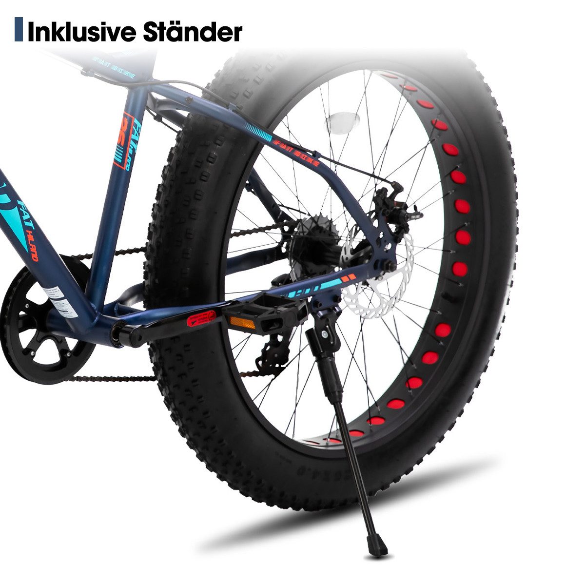 HILAND Fatbike 20 24 26 Zoll Kinder Fat Tire Fahrrad für Jungen Mädchen, Kinderfahrrad 7-Gang, Doppel scheibenbremse Kinder Mountainbike