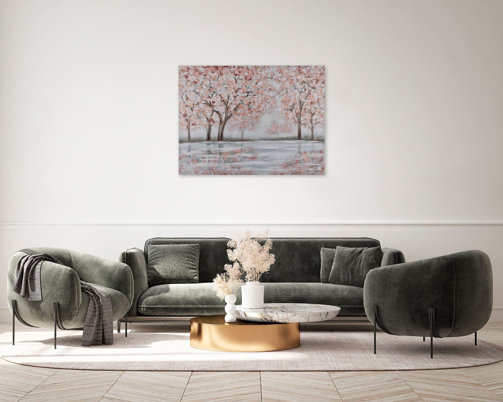 KUNSTLOFT Gemälde Spring Garden 100x75 cm, Leinwandbild 100% HANDGEMALT Wandbild Wohnzimmer