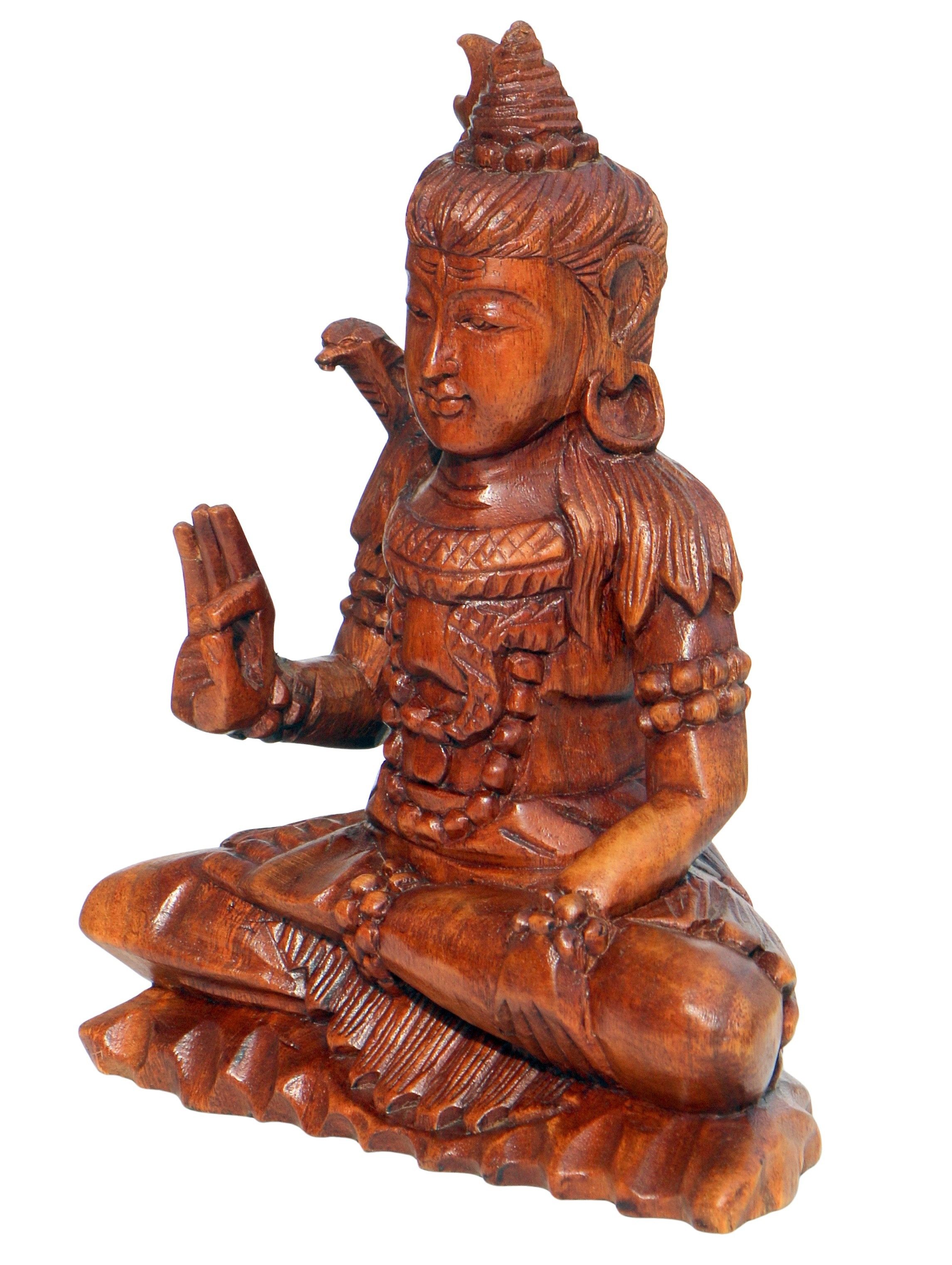Wogeka Buddhafigur Shiva Meditation Buddha Holz-Figur Feng Shui